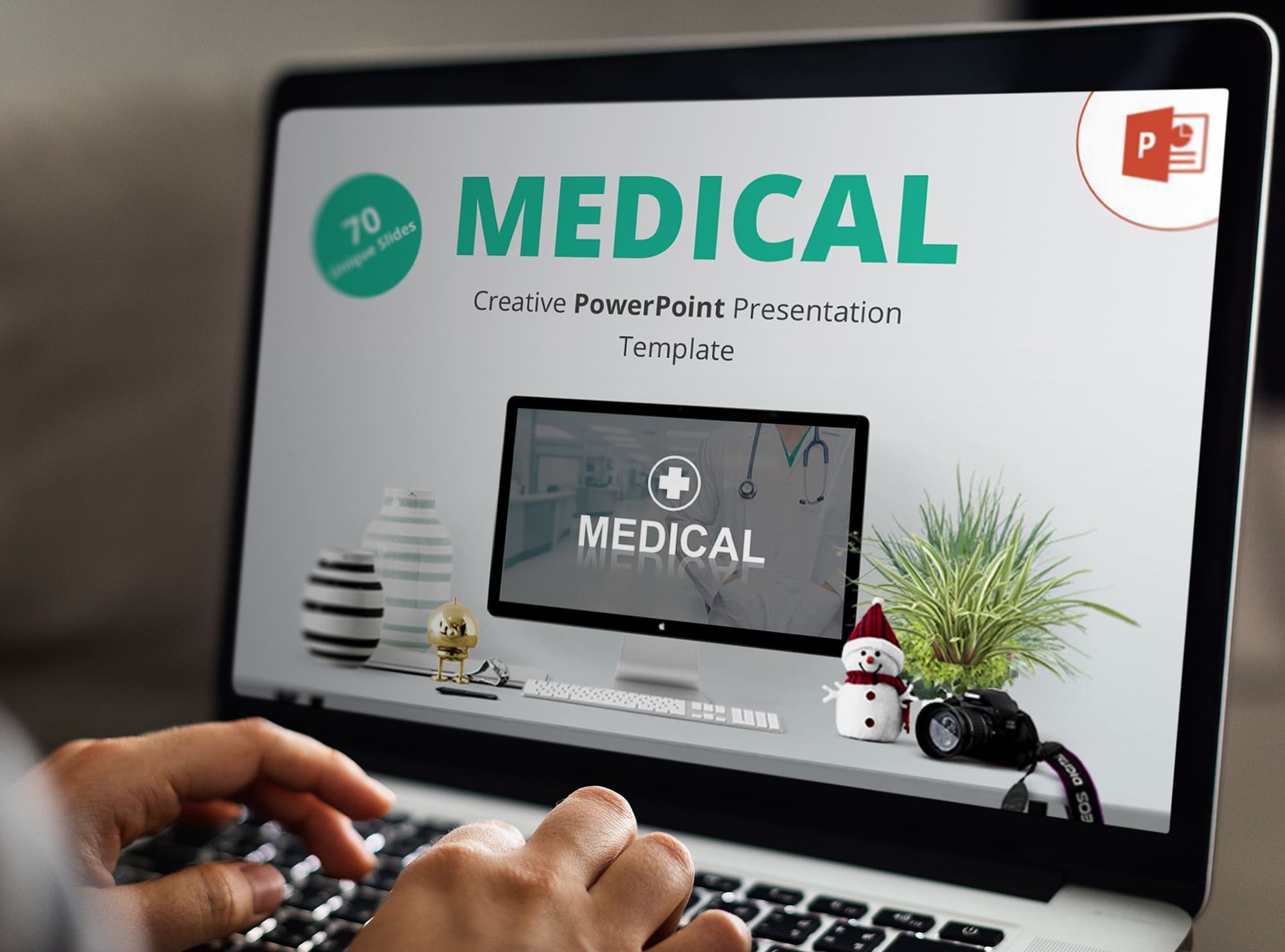 Big Laptop option of the Medical PowerPoint Template.
