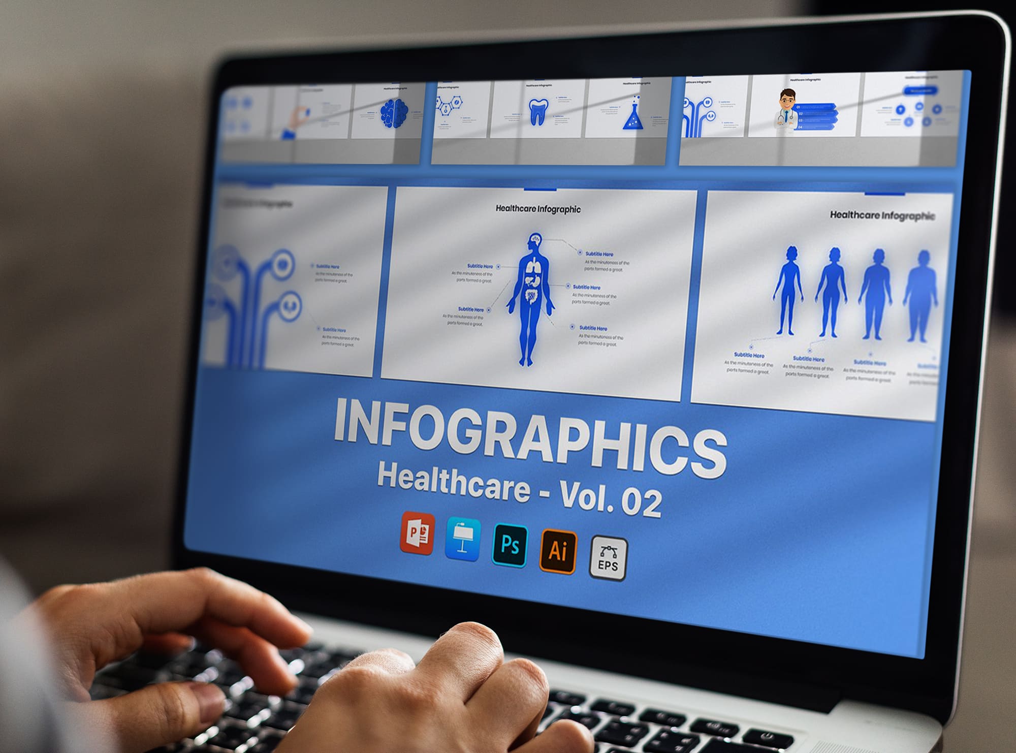 Big Laptop option of the Infographics - Healthcare Animated.