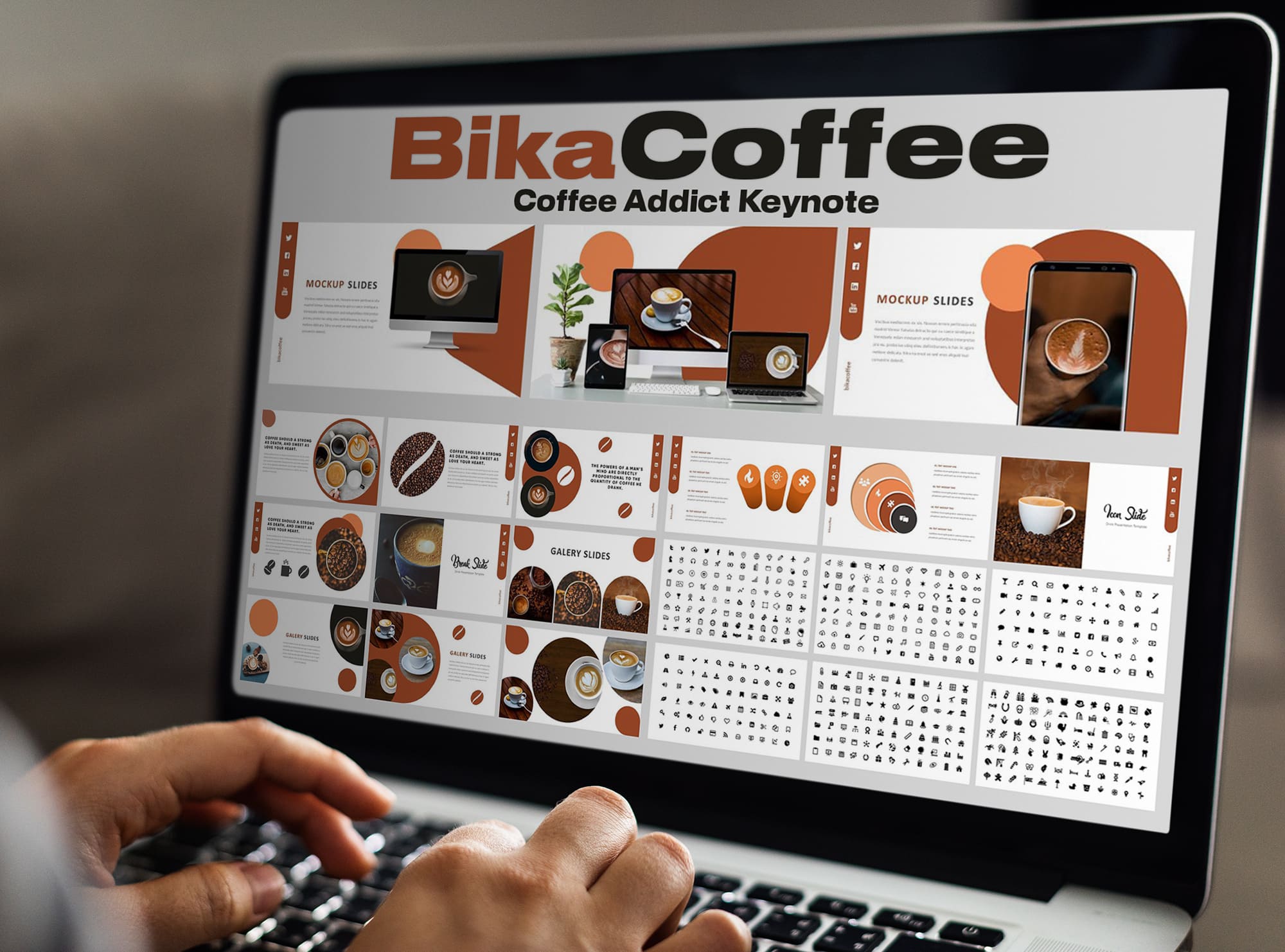 Big laptop option of the Bika Coffee - Coffee Addict Keynote.