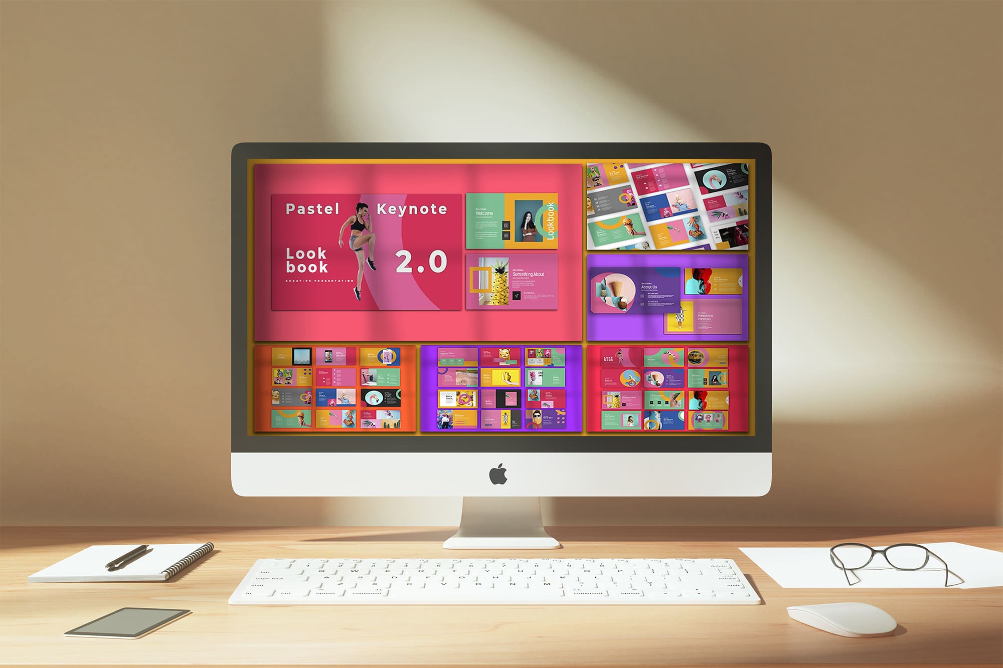 Desktop option of the LookBook Pastel Keynote.