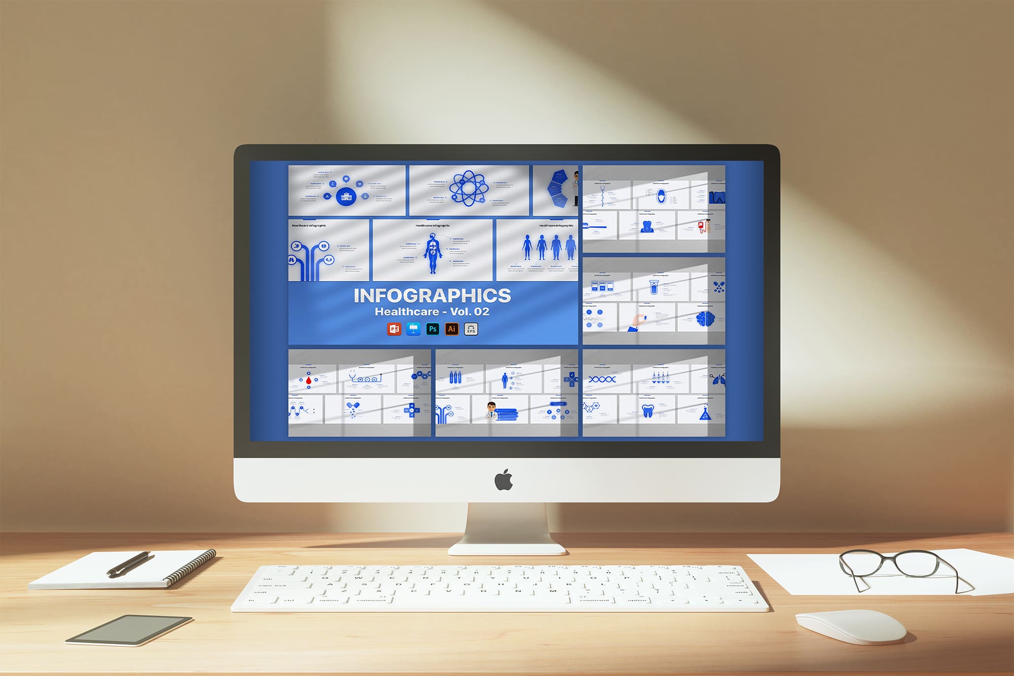 Desktop option of the Infographics - Healthcare Animated.