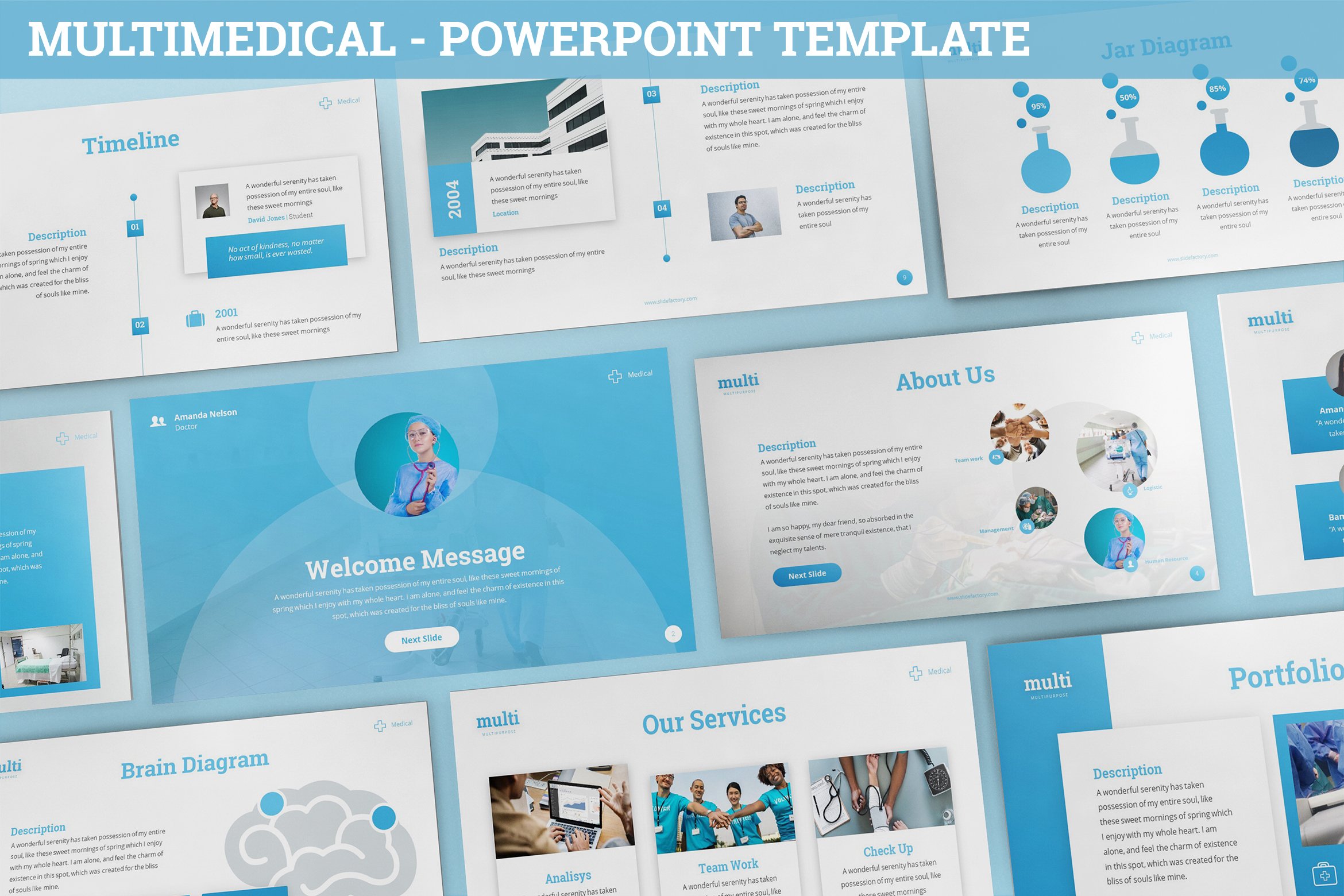 This is a light blue template for medical themes.