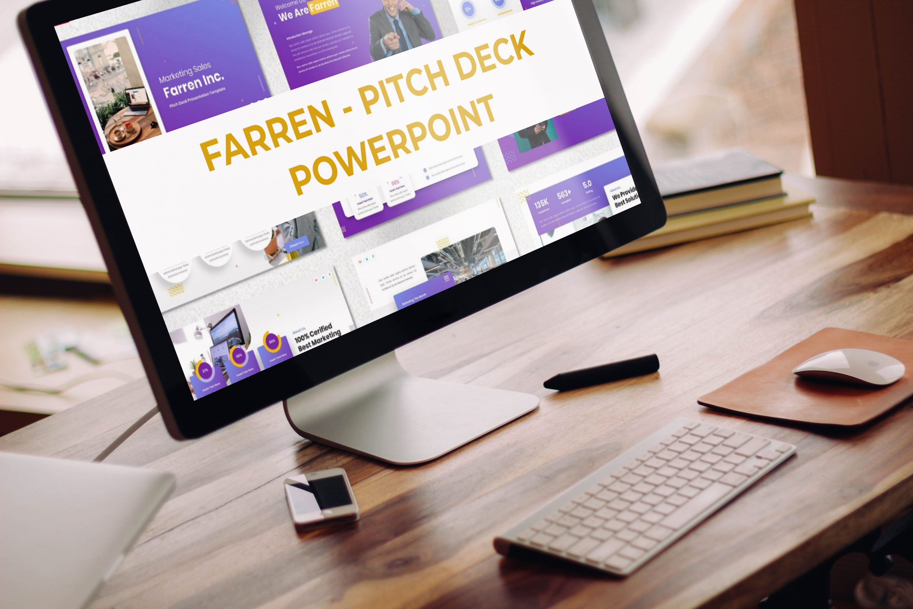Desktop option of the Farren - Pitch Deck Powerpoint.