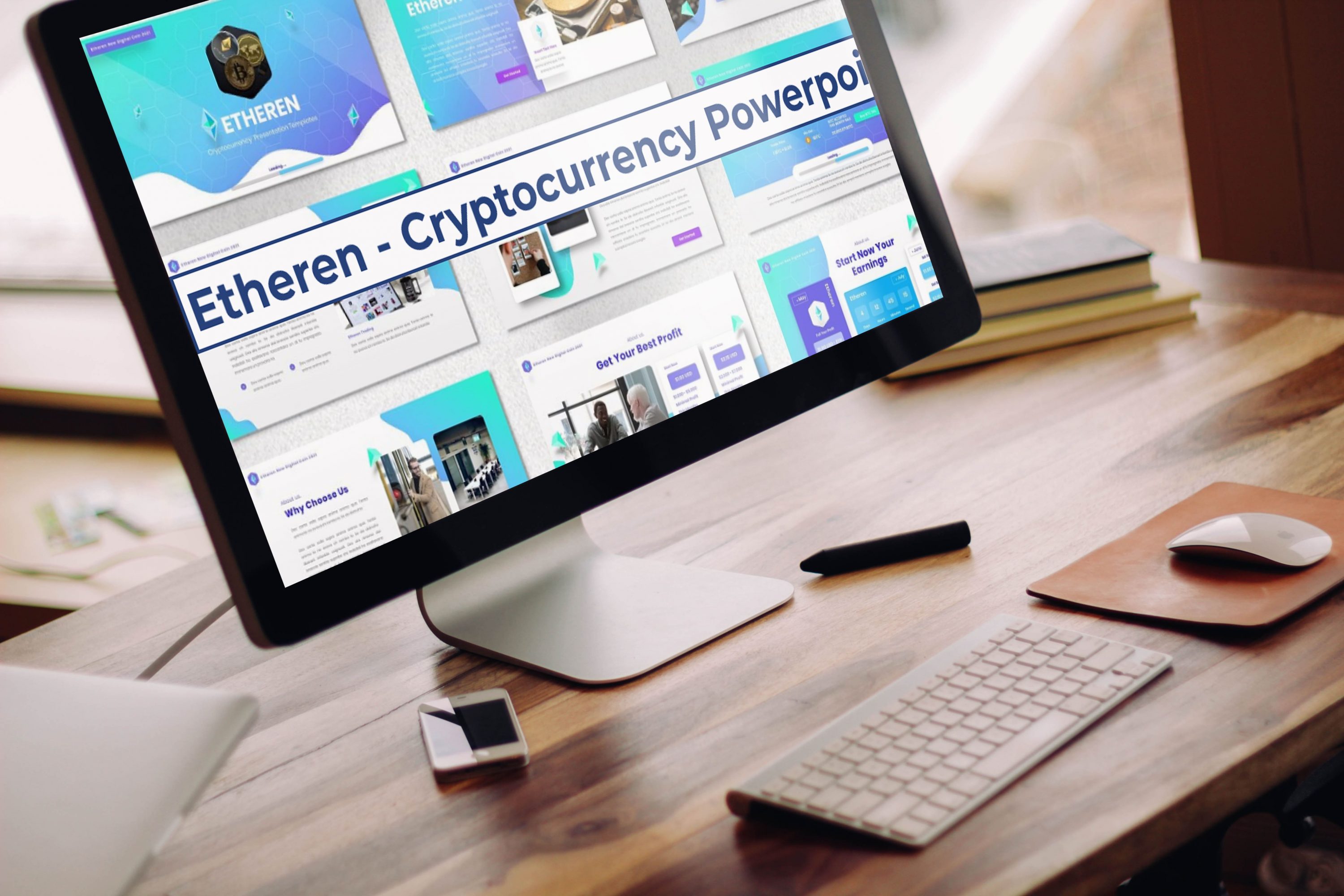 Desktop option of the Etheren - Cryptocurrency Powerpoint.