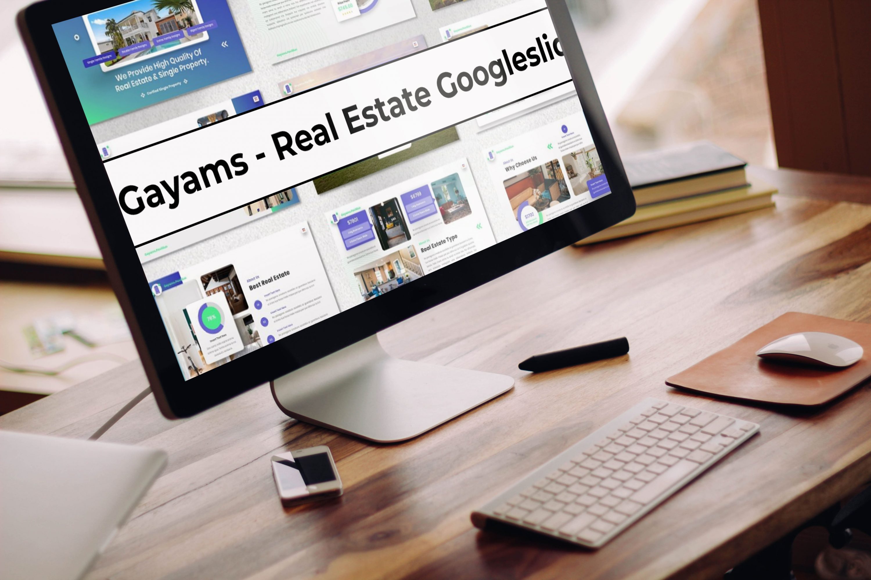 Desktop option of the Gayams - Real Estate Googleslide.