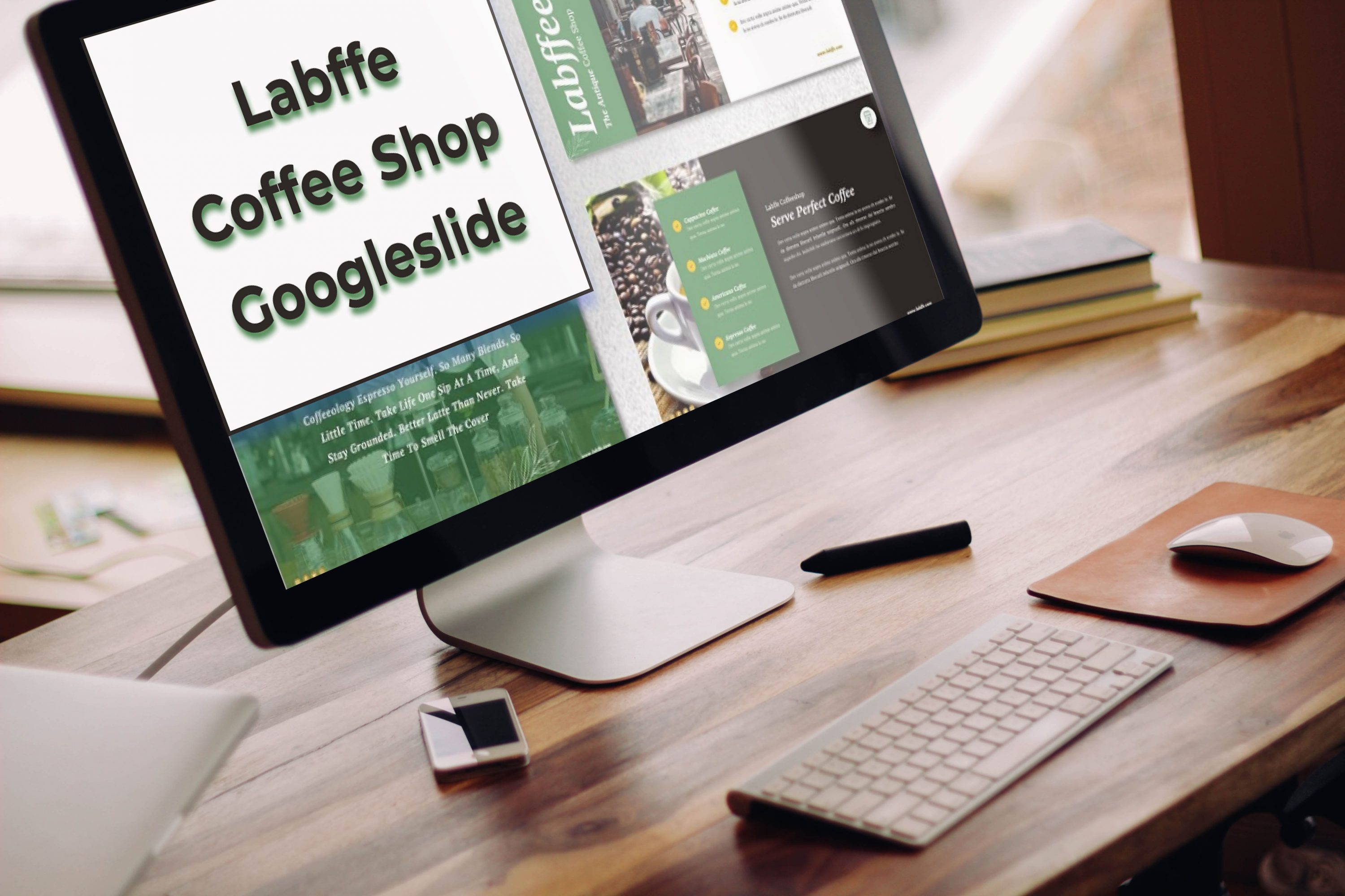 Desktop option of the Labffe - Coffee Shop Googleslide.