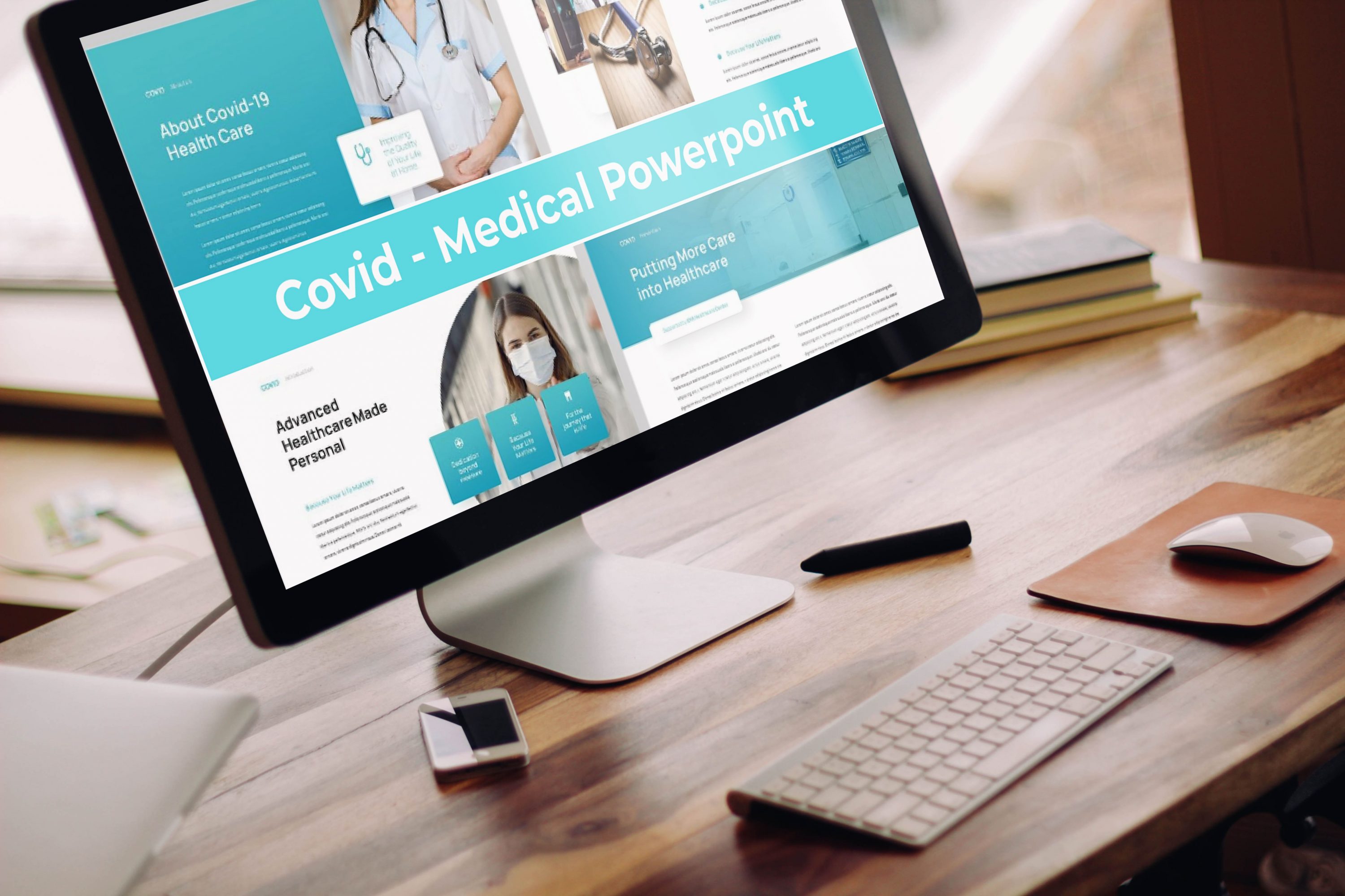 Desktop option of the Covid - Medical Powerpoint.