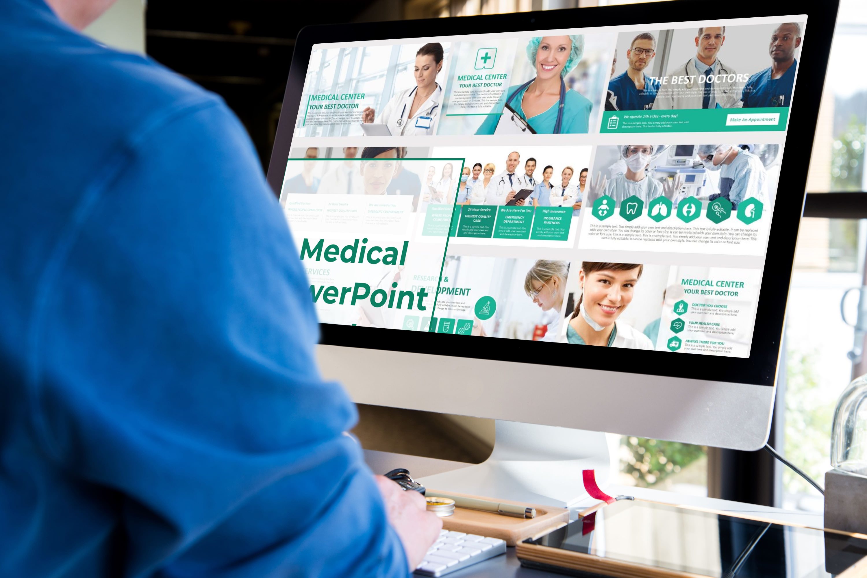 Desktop option of the Medical PowerPoint Template Pinterest.