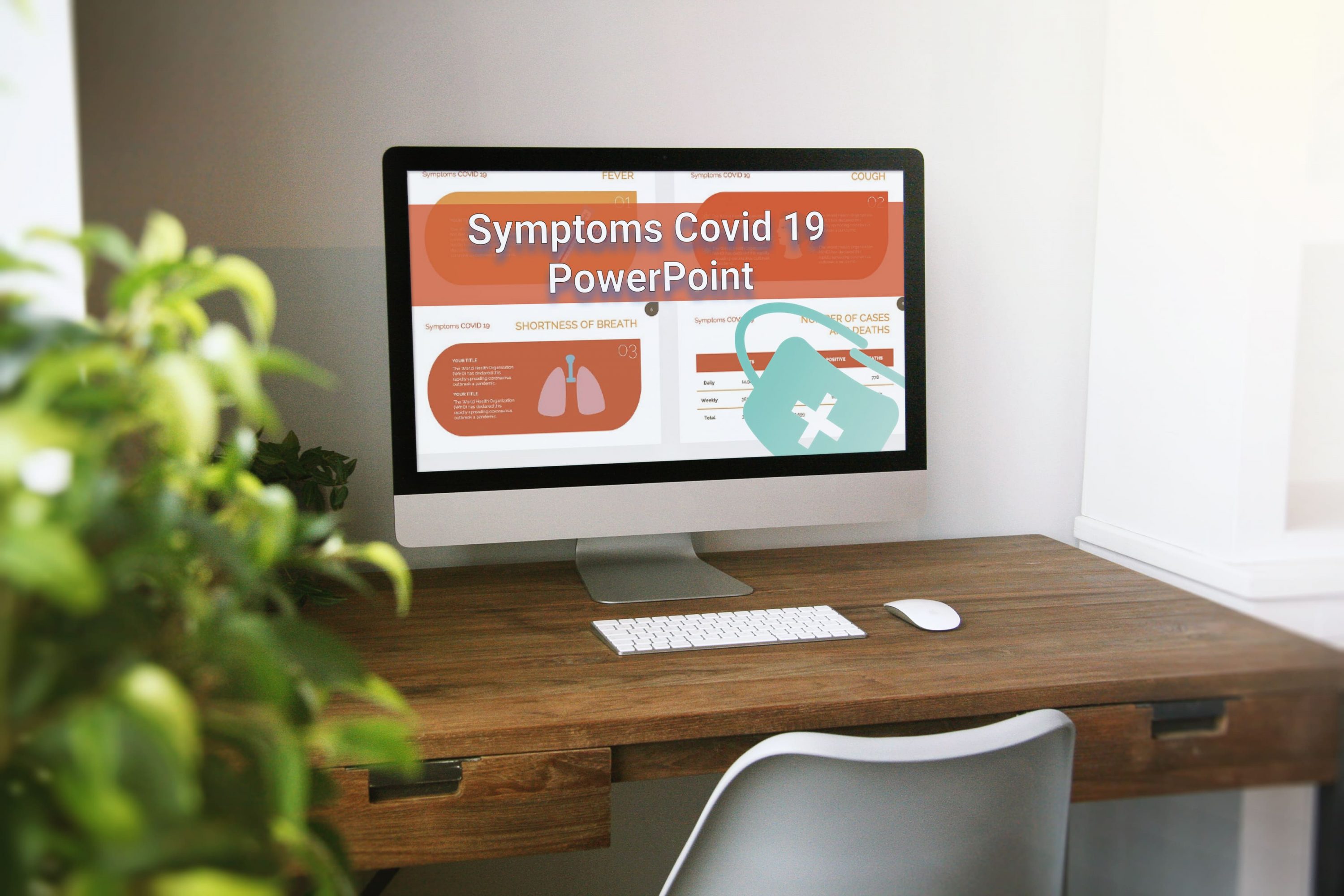 Desktop option of the Symptoms Covid 19 PowerPoint.