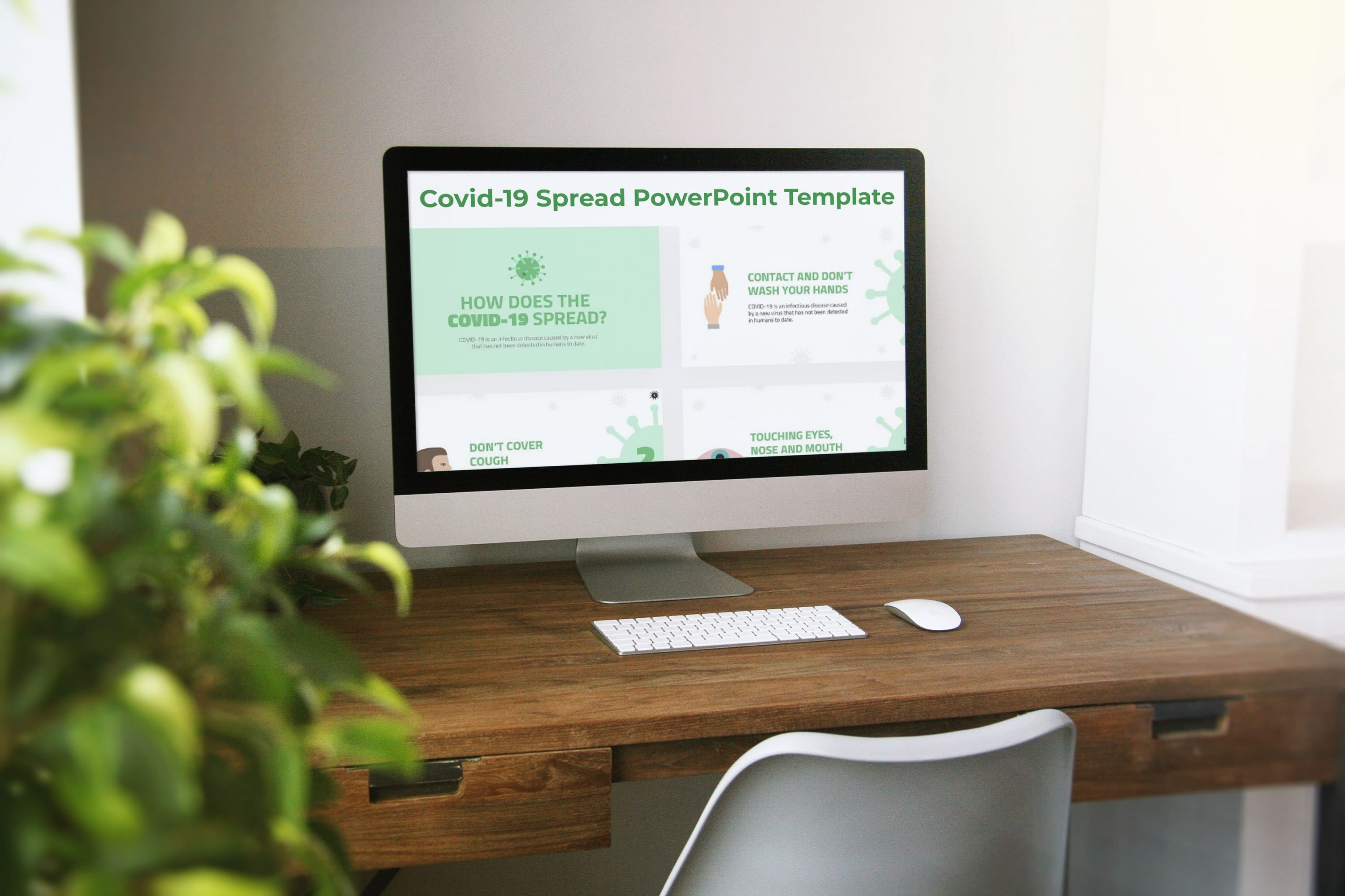 Desktop option of the Covid-19 Spread PowerPoint Template.