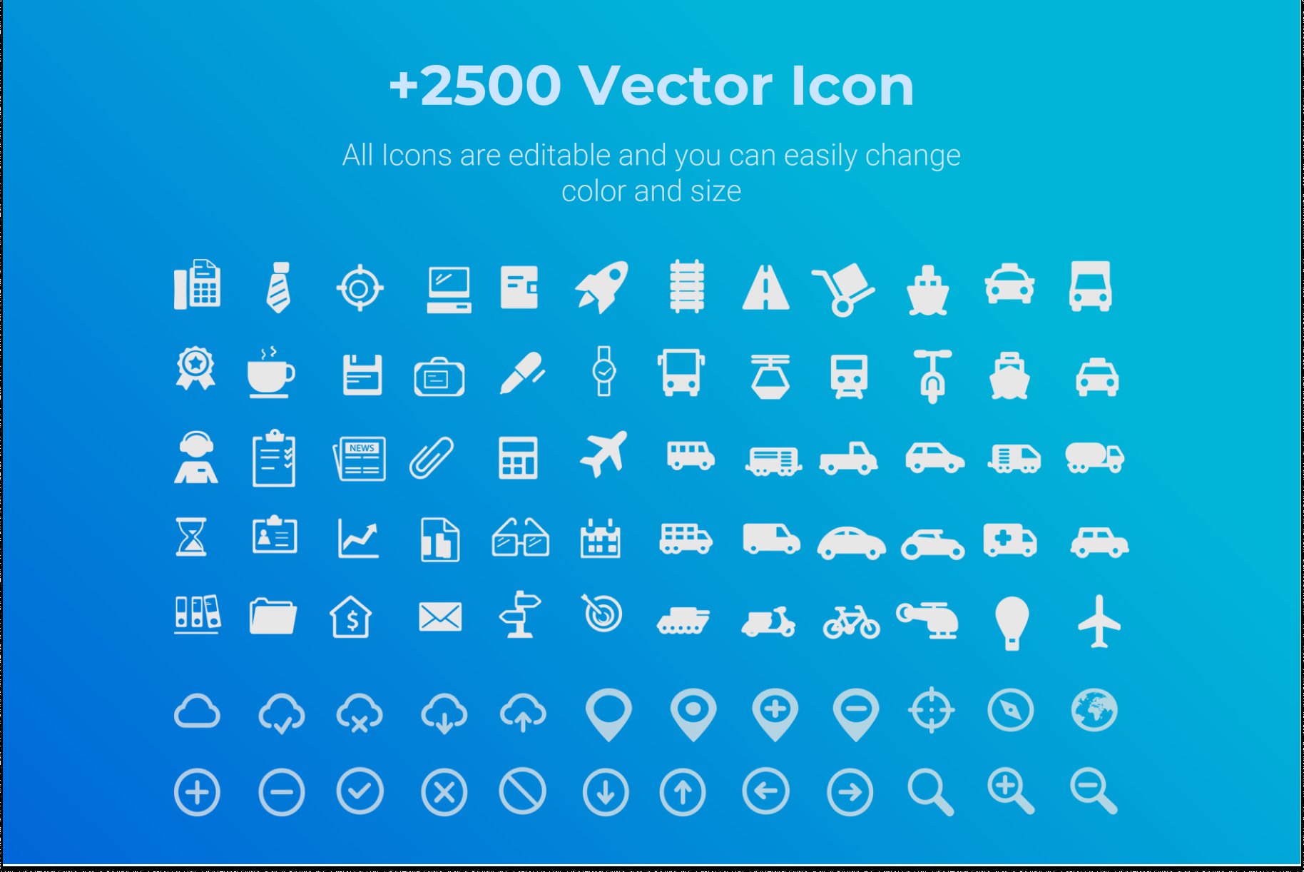 Template contains a lot of vector icons.