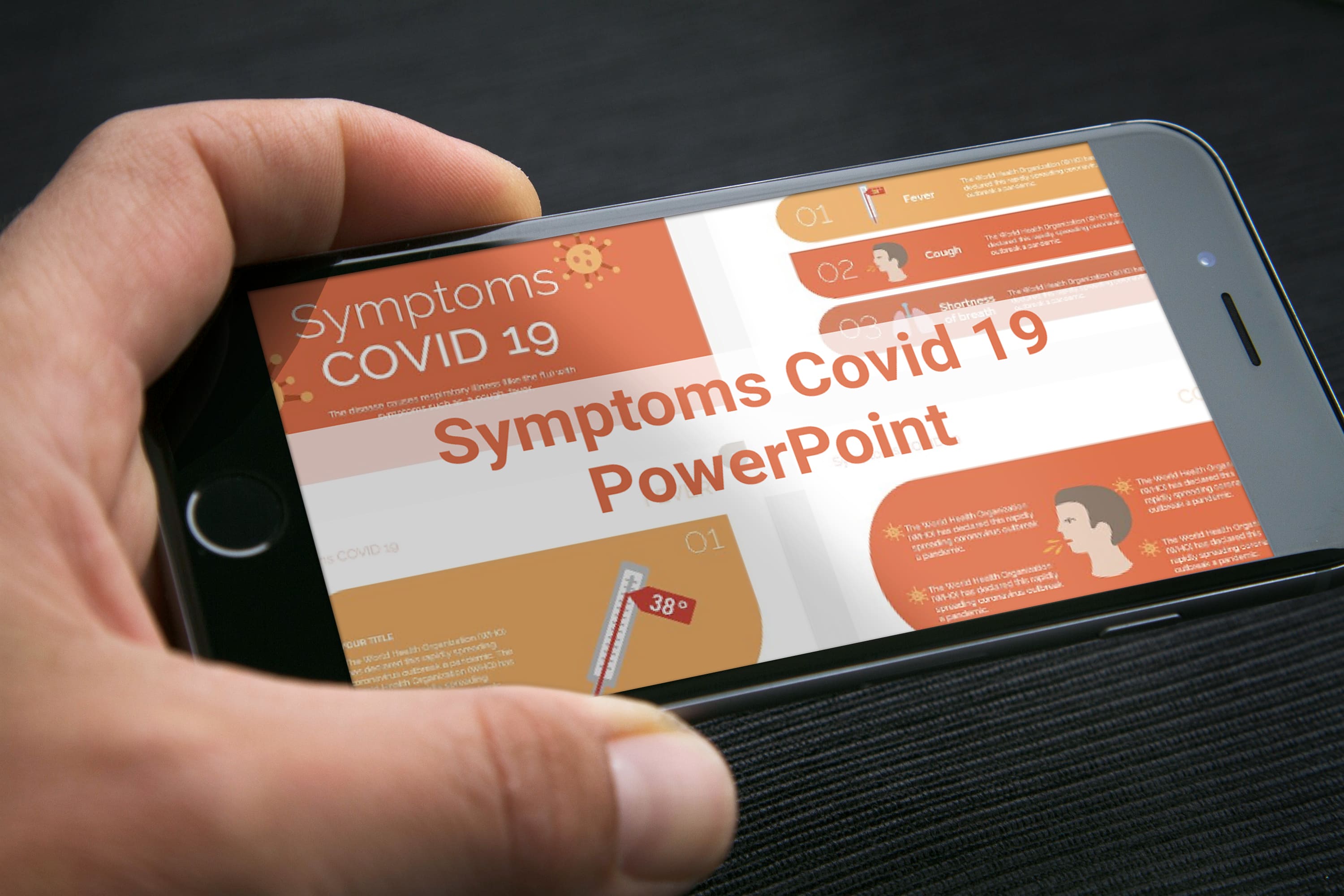 Mobile option of the Symptoms Covid 19 PowerPoint.