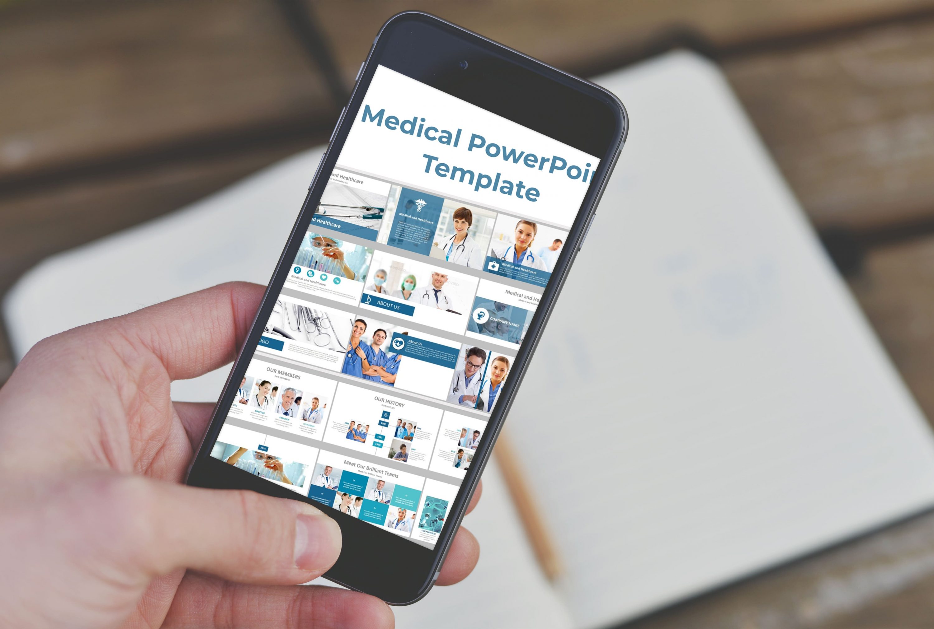 Mobile option of the Medical PowerPoint Template.