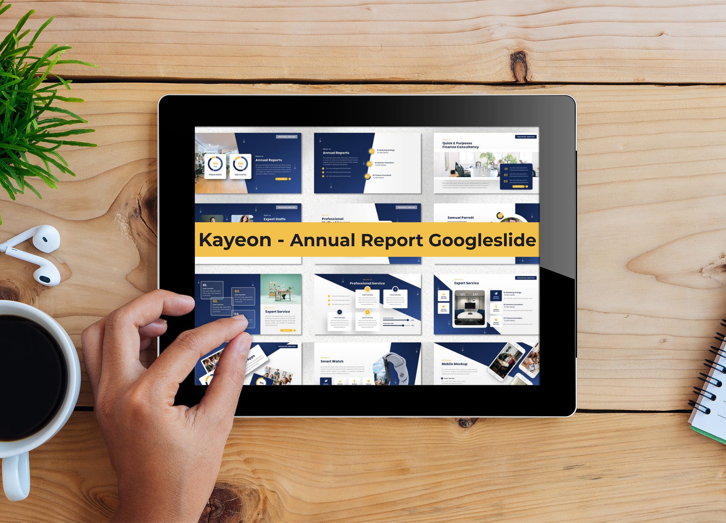 Tablet option of the Kayeon - Annual Report Googleslide.