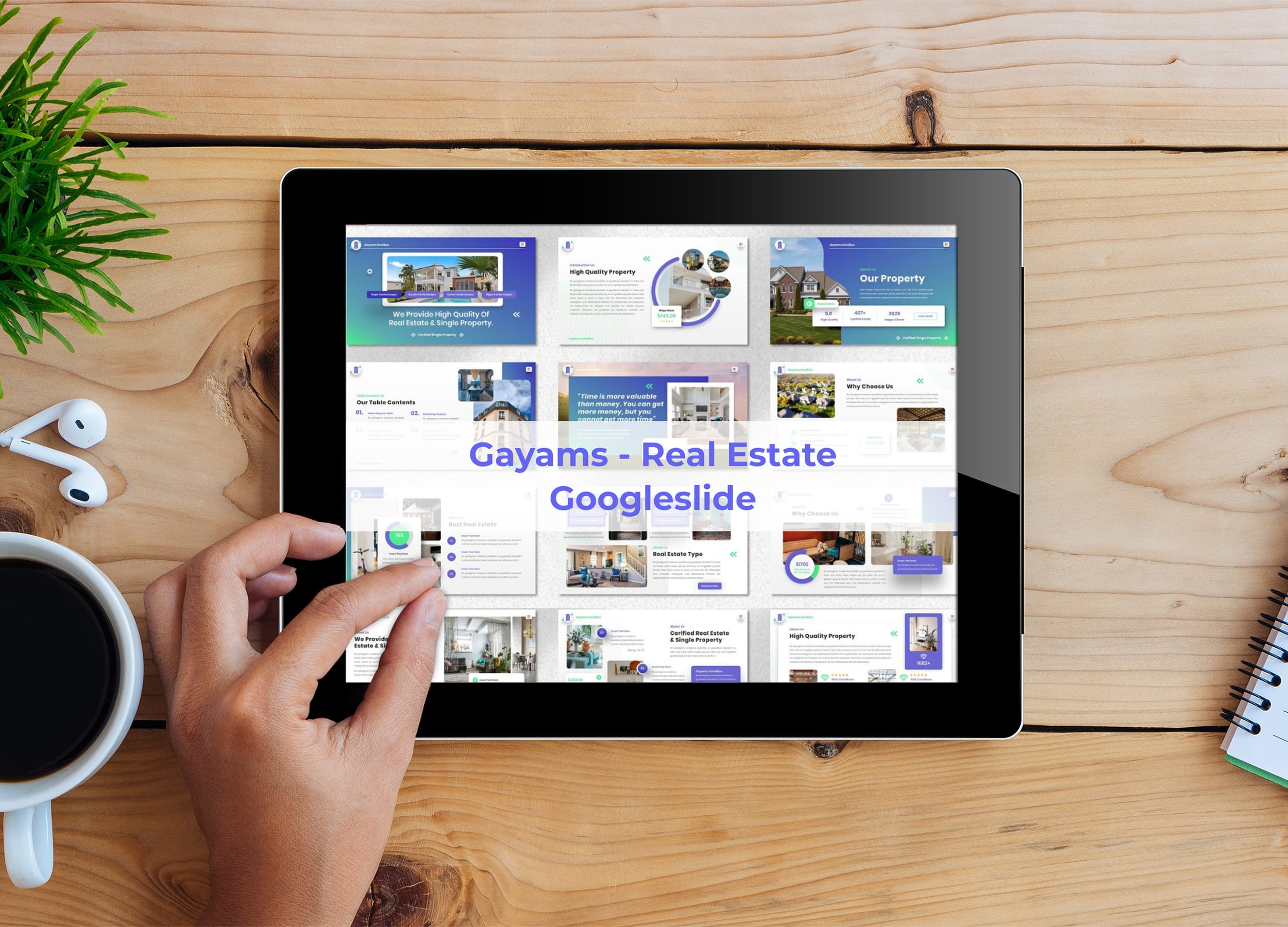 Tablet option of the Gayams - Real Estate Googleslide.