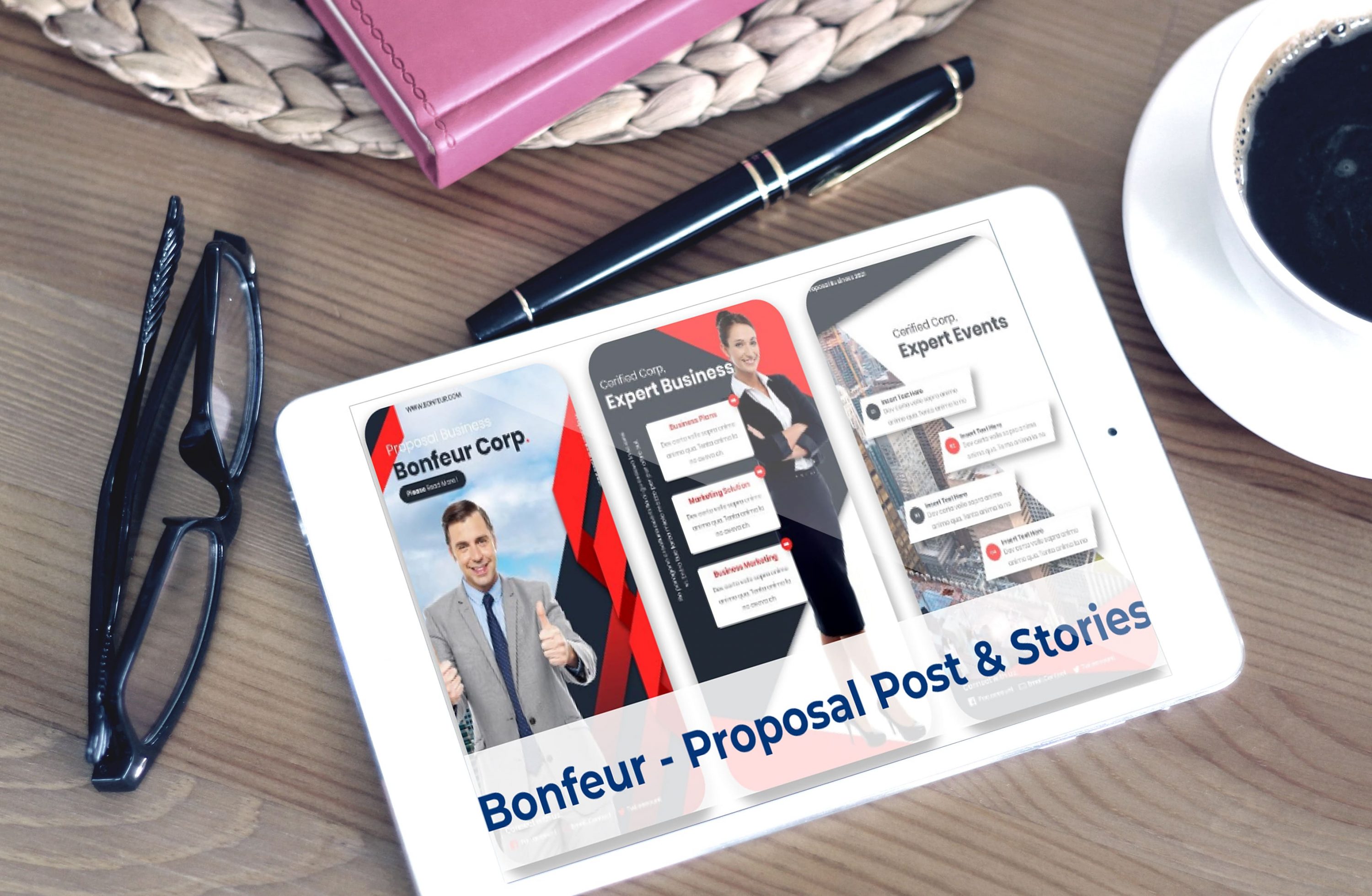 Tablet option of the Bonfeur - Proposal Post & Stories.
