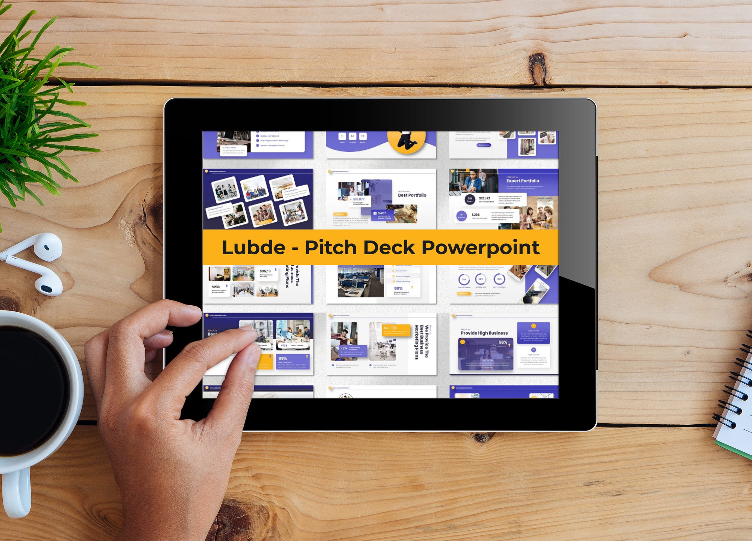 Tablet option of the Lubde - Pitch Deck Powerpoint.
