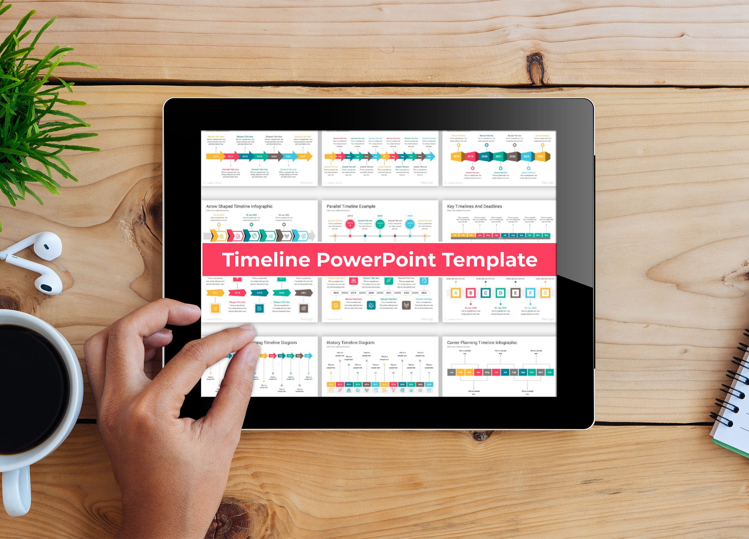 Tablet option of the Timeline PowerPoint Template.