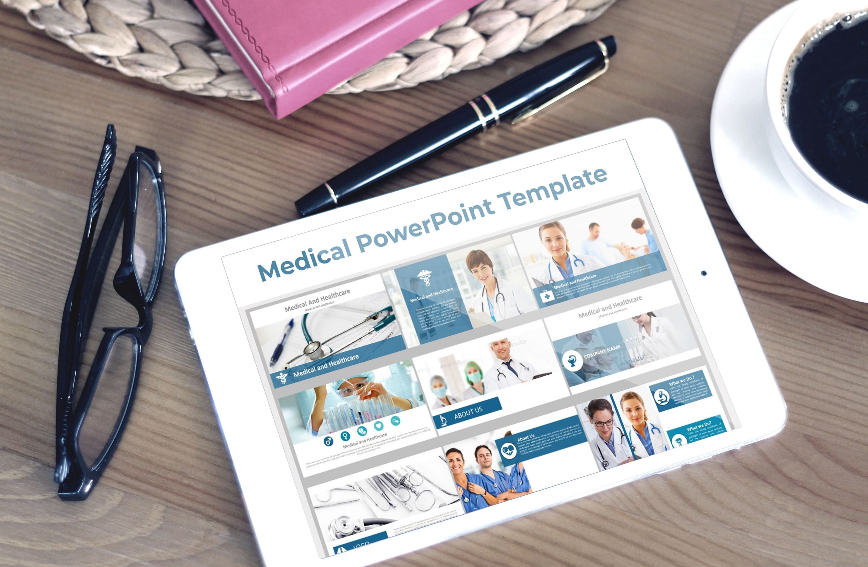 Tablet option of the Medical PowerPoint Template.