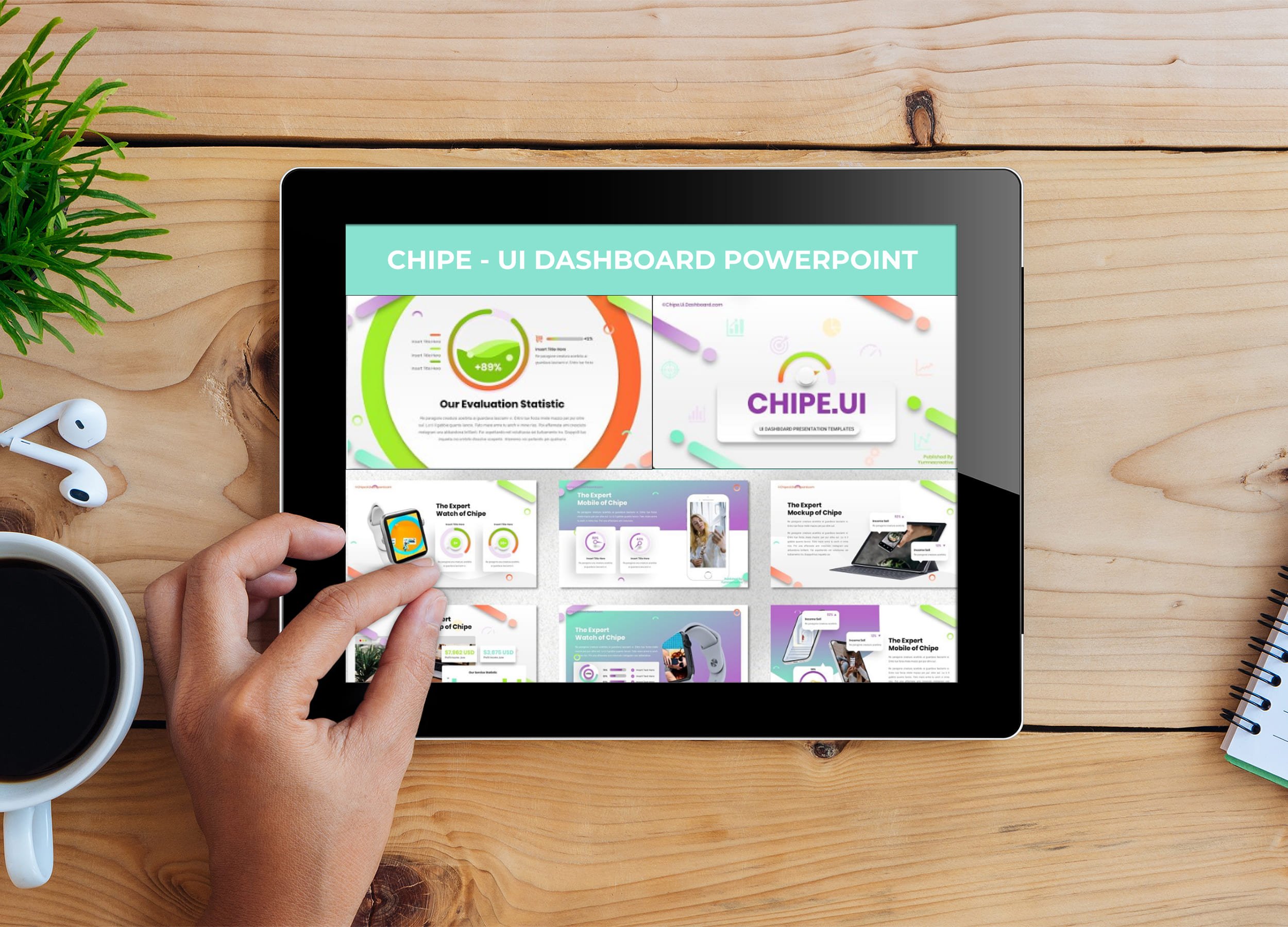 Tablet option of the Chipe - UI Dashboard Powerpoint.