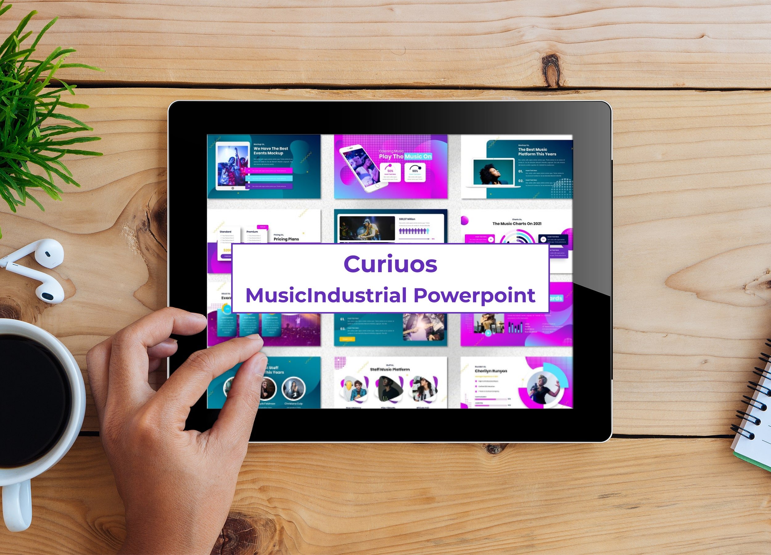 Tablet option of the Curiuos - Music Industrial Powerpoint.