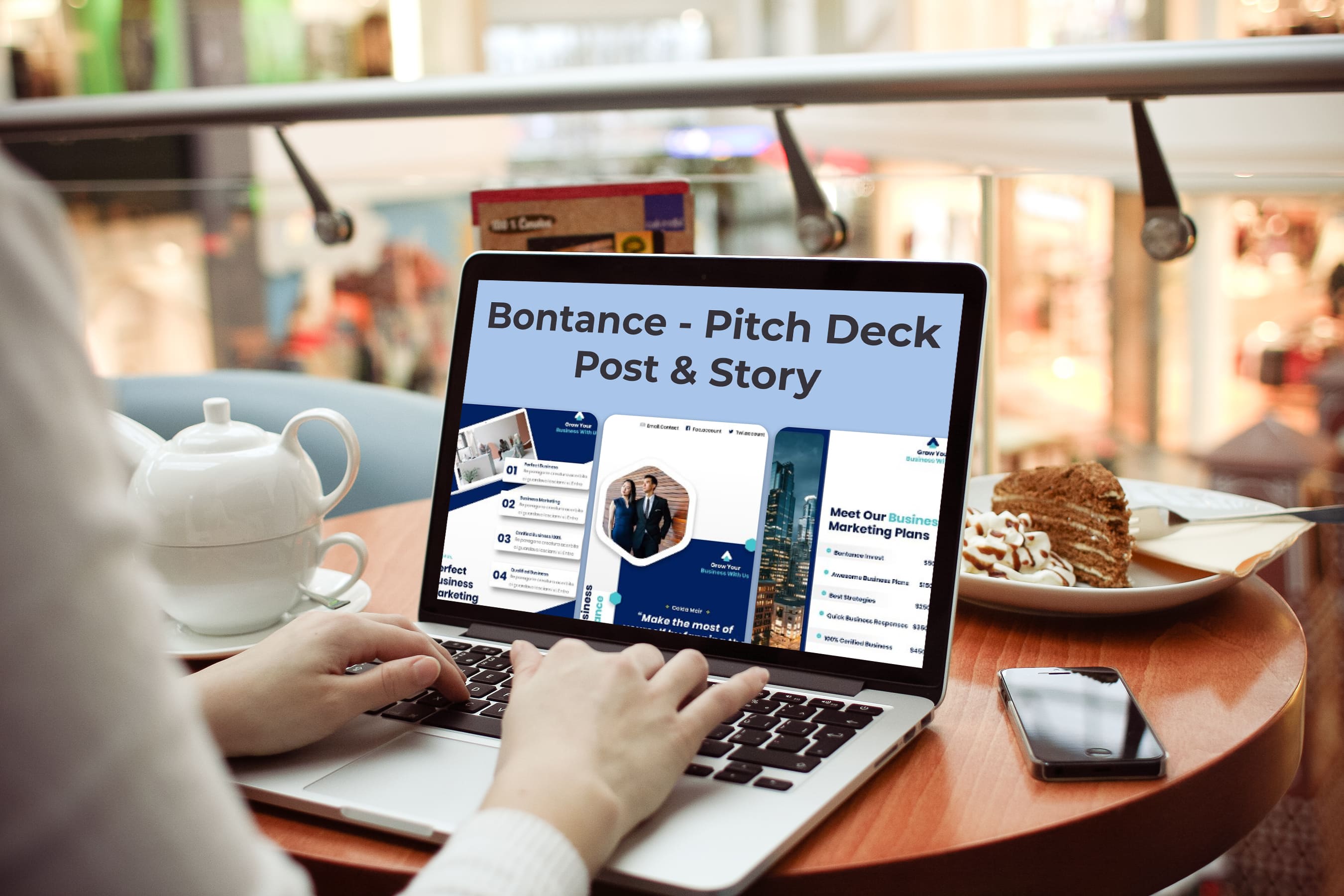 Laptop option of the Bontance - Pitch Deck Post & Story.