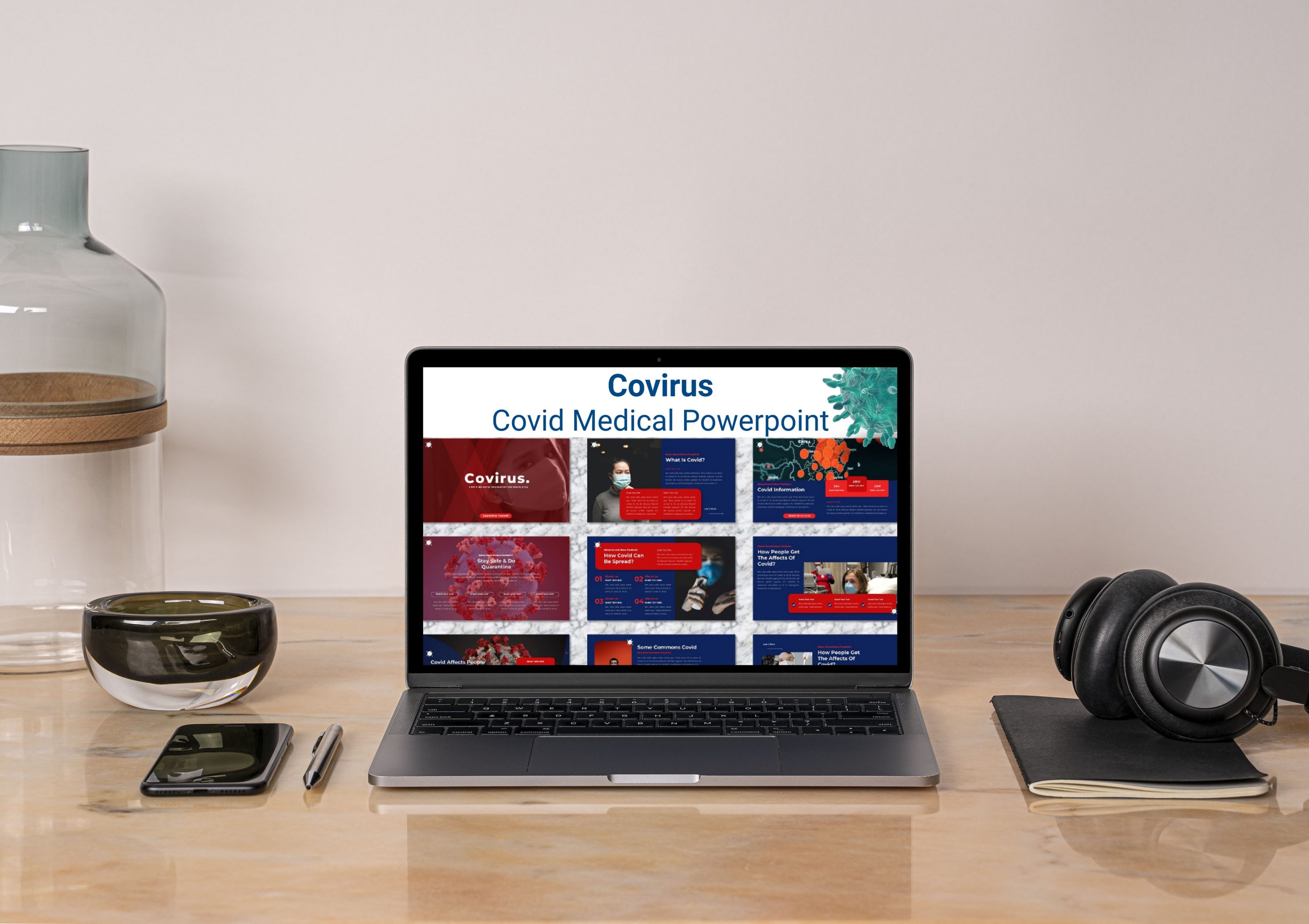 Laptop option of the Covirus - Covid Medical Powerpoint.