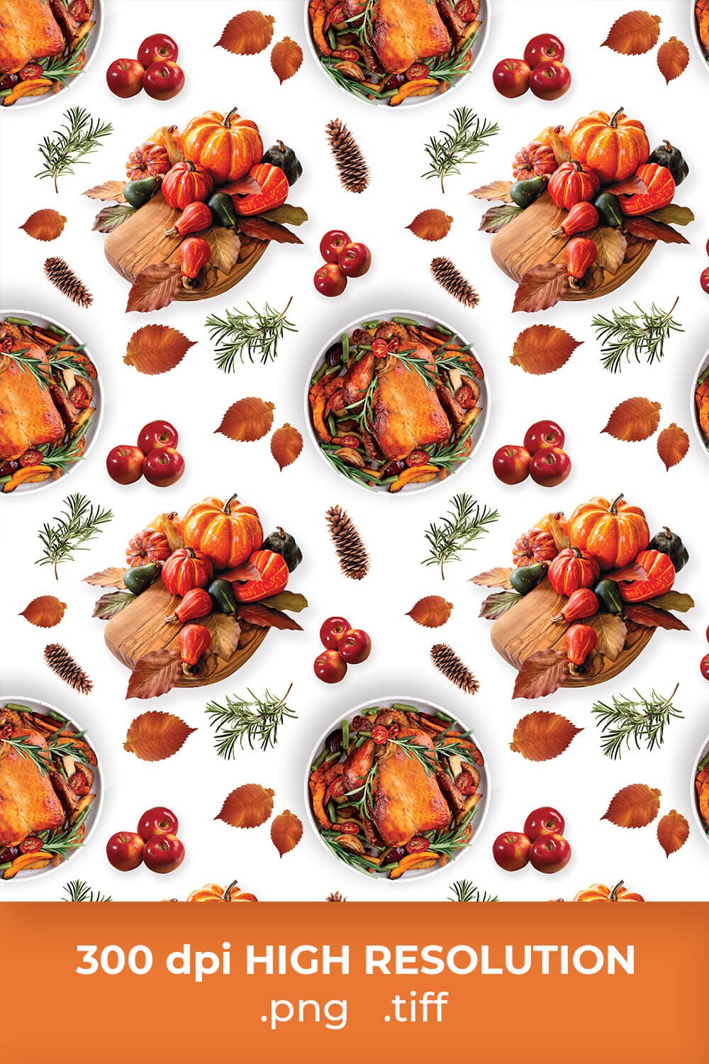 Free Turkey & Pumpkin Thanksgiving Pattern pinterest image.