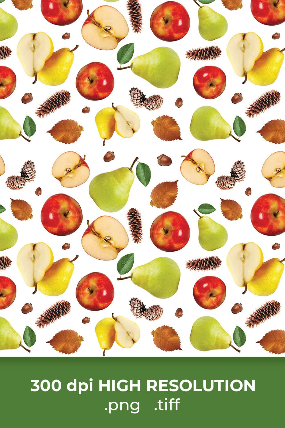 Free Pears & Apples Autumn Pattern pinterest image.