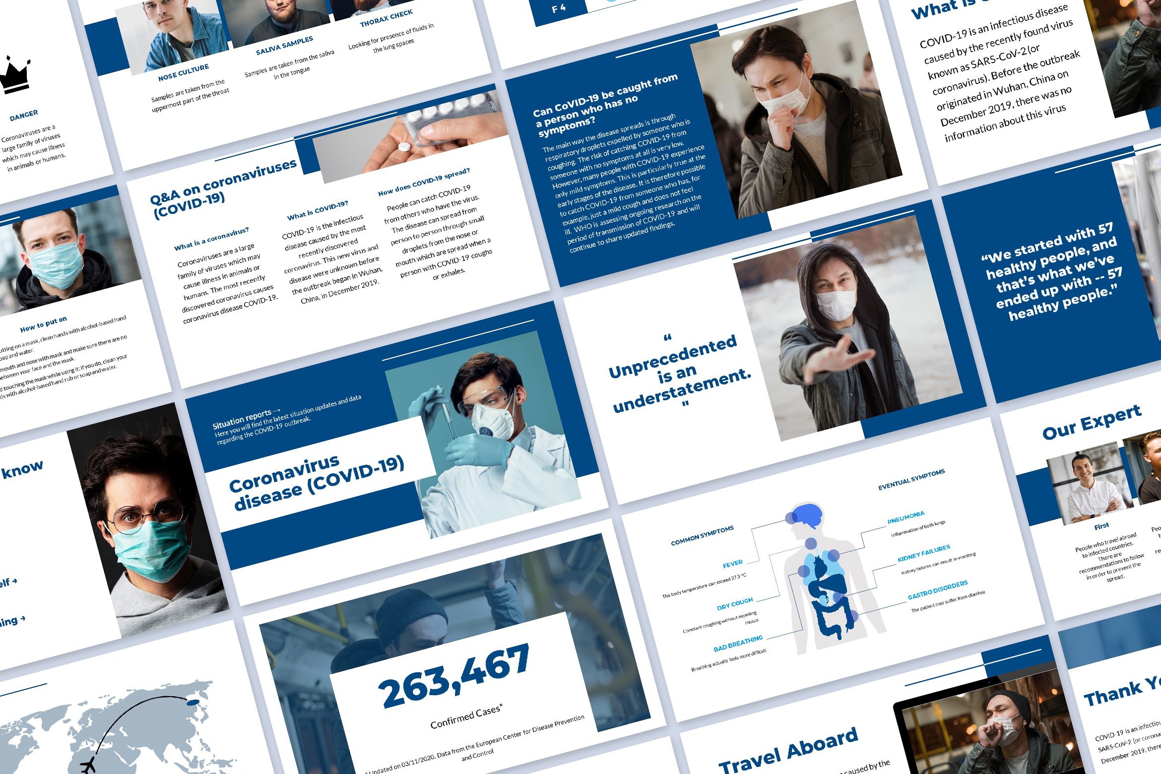 Cool color and modern infographics are the nice details of the template.
