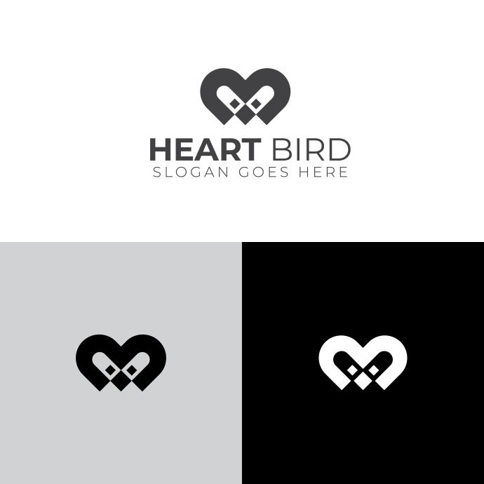 Bird with Heart Shape Logo Template  preview image.