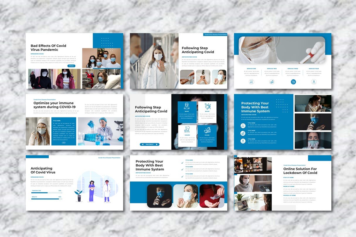 Simple blue template for medical industry.