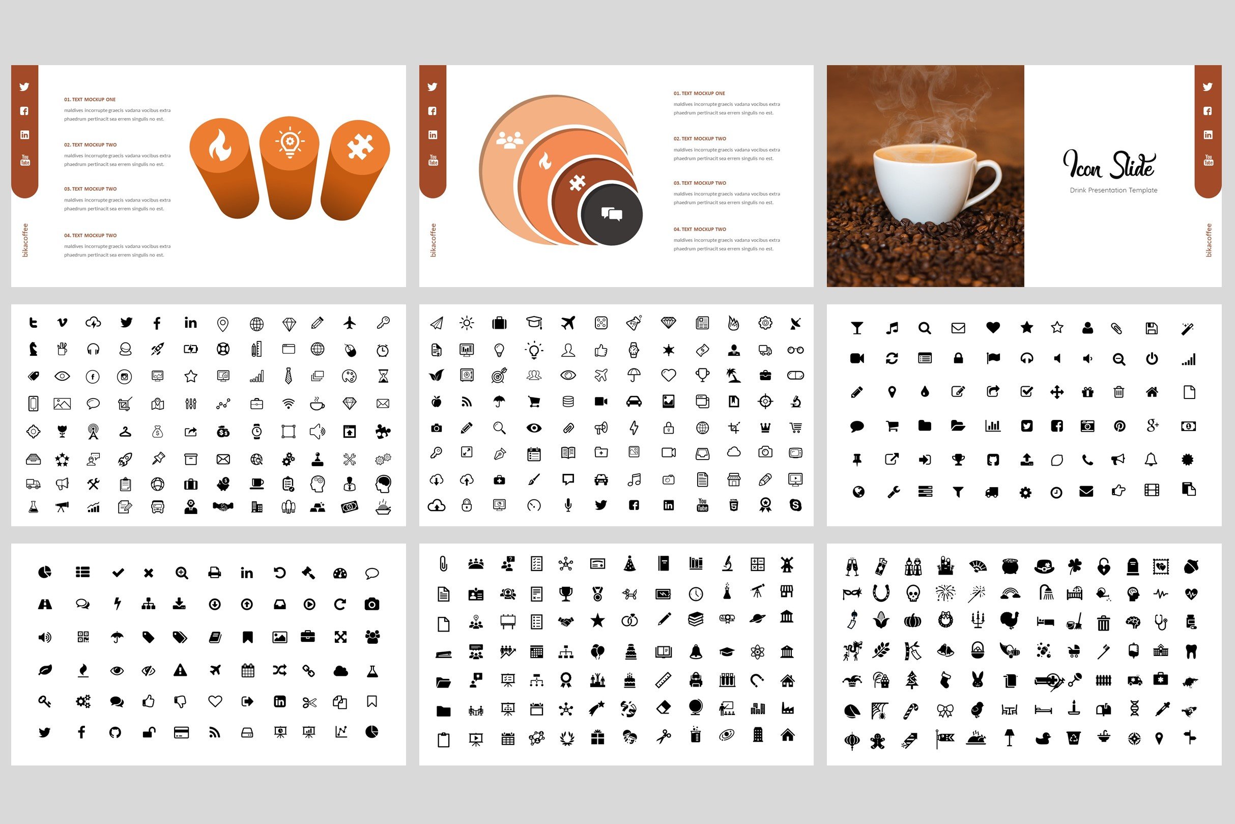 The template includes themed icons and infographics.