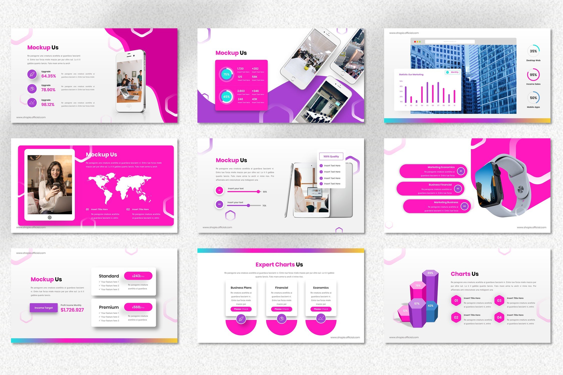 Template includes themed colorful infographics.