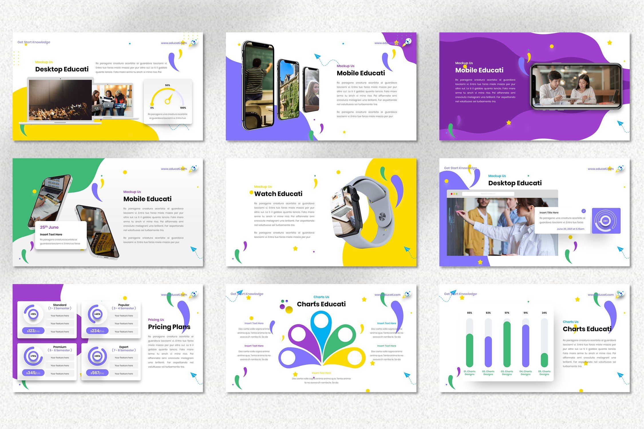 The template is dominated by purple, which will make your presentation fashionable.