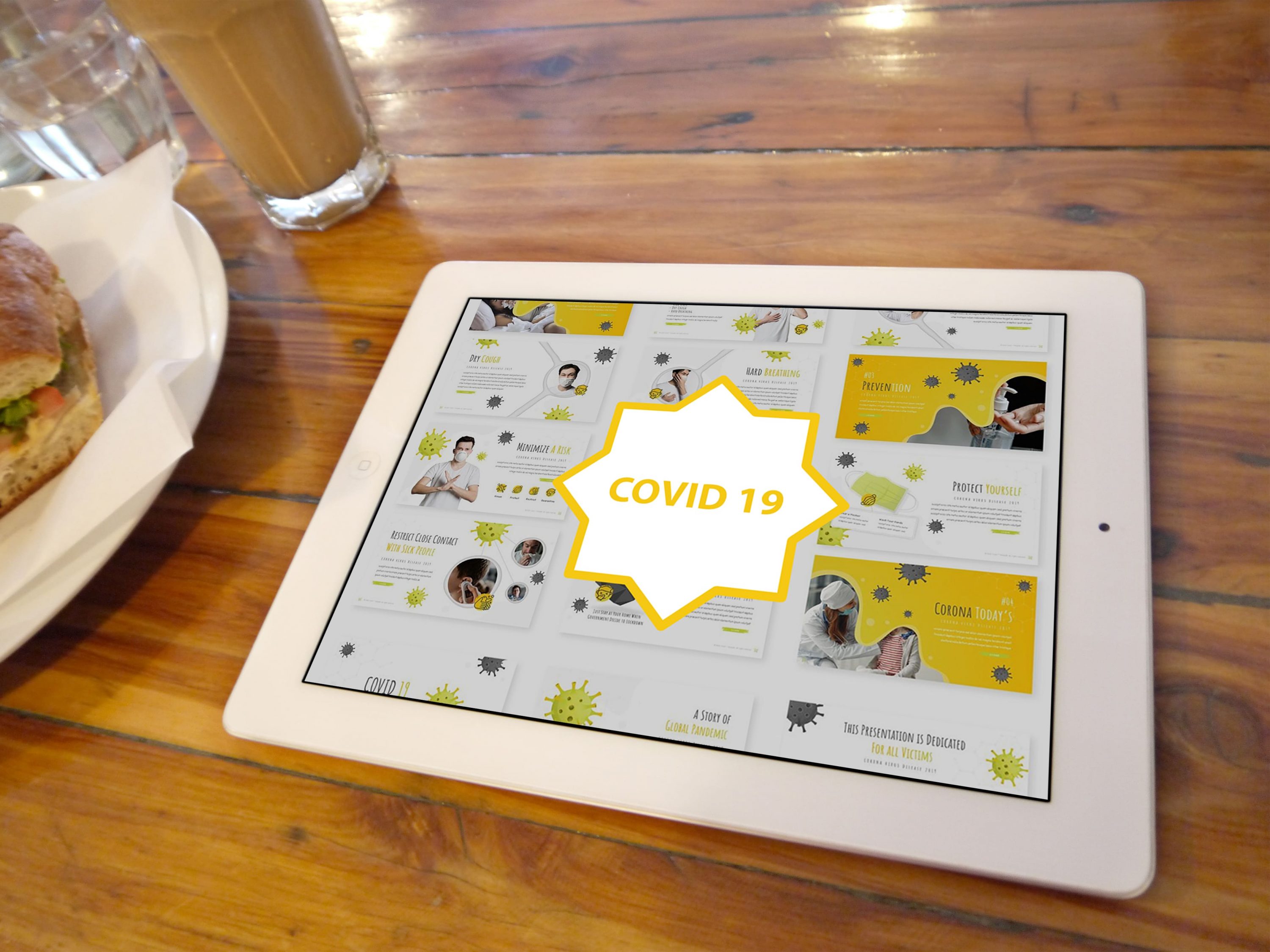 Tablet option of the Covid 19 - Powerpoint Template.