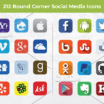 212 Round Corner Social Media Icons main cover.