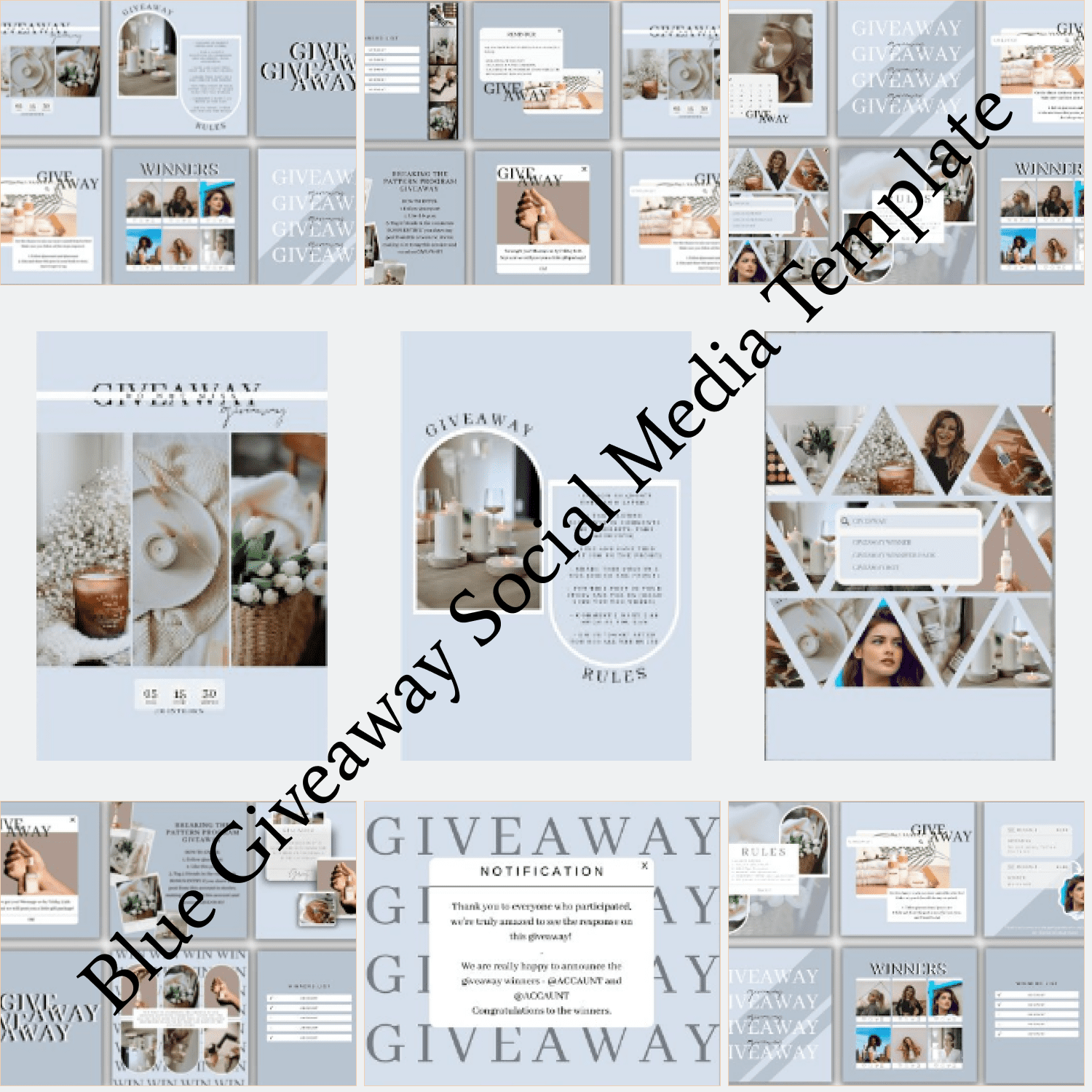 Blue Giveaway Social Media Template main cover.