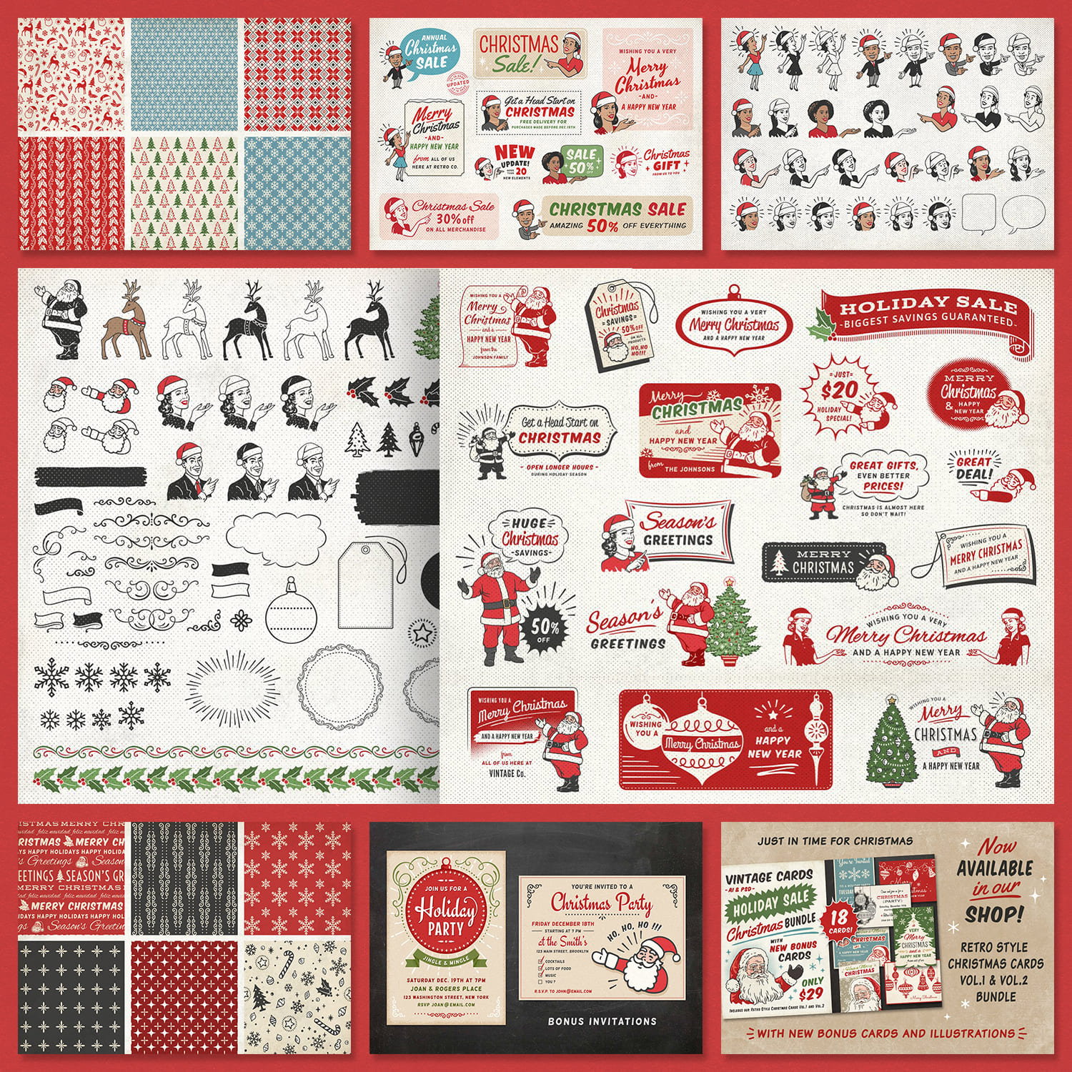 Retro Christmas Labels Bundle cover image.