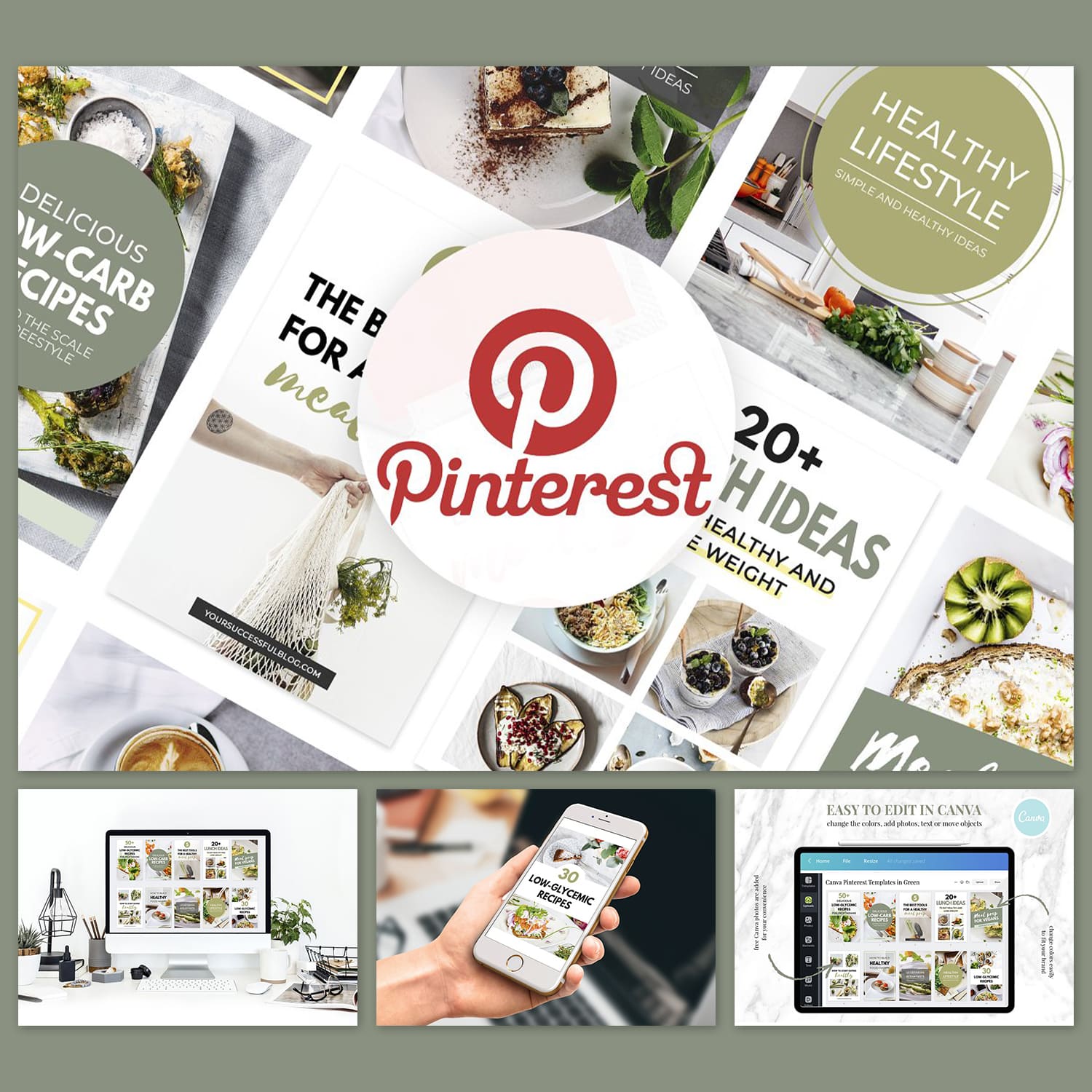 Canva Pinterest Templates in Green cover image.