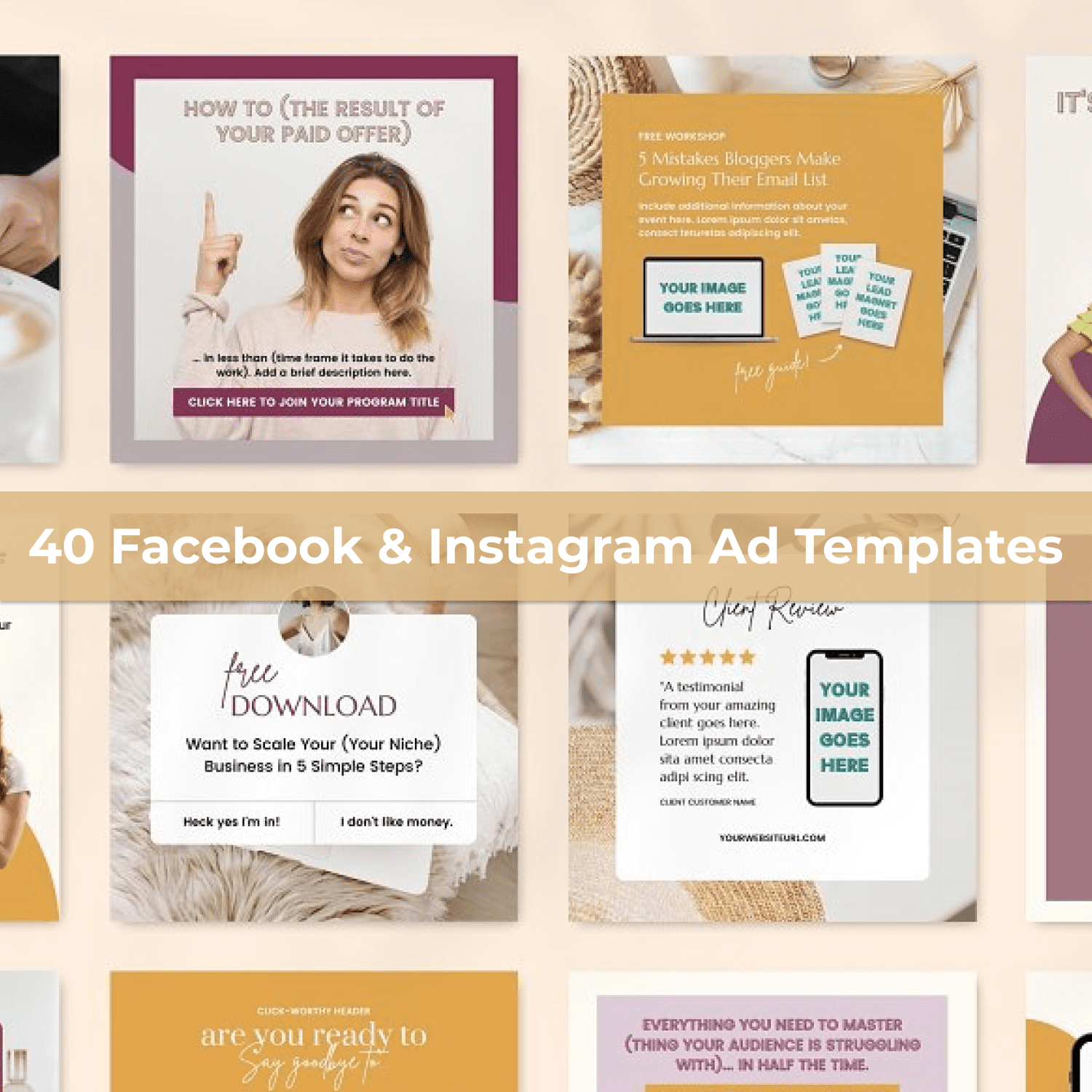 40 Facebook & Instagram Ad Templates cover image.