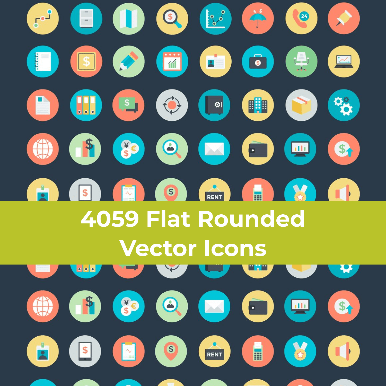 4059 Flat Rounded Vector Icons main cover.
