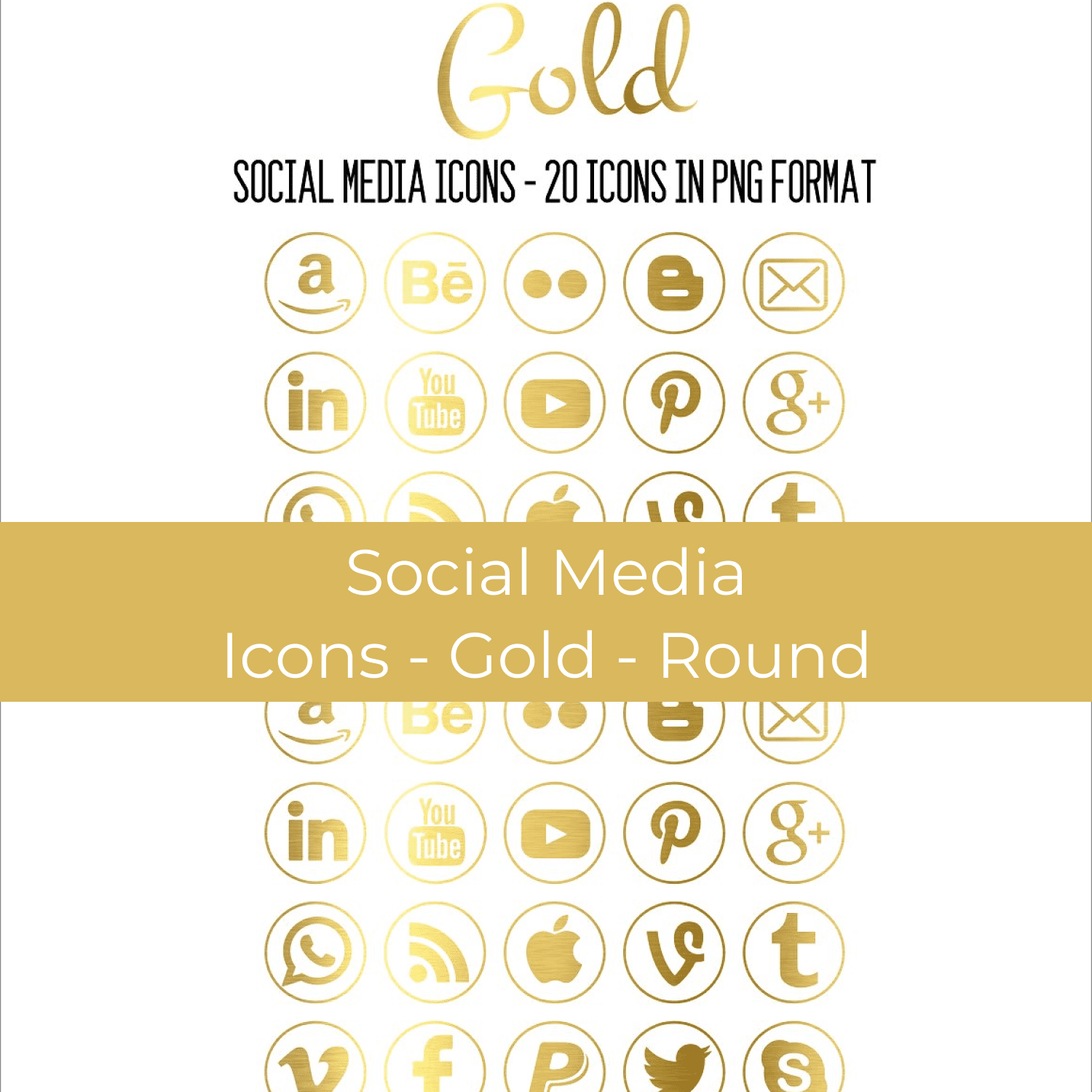 Gold Round Social Media Icons cover image.