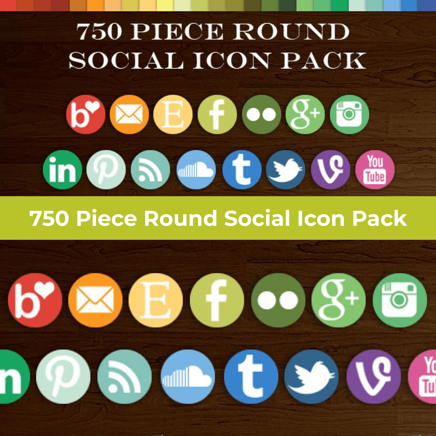 750 Piece Round Social Icon Pack cover image.