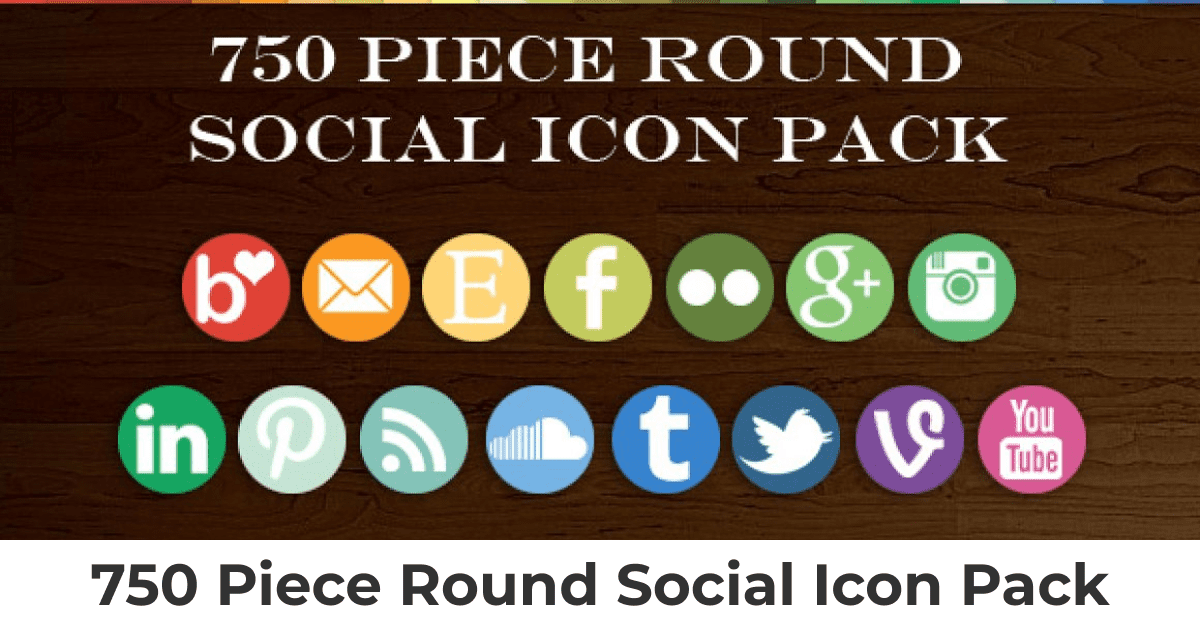 Colorful round icons for social media.