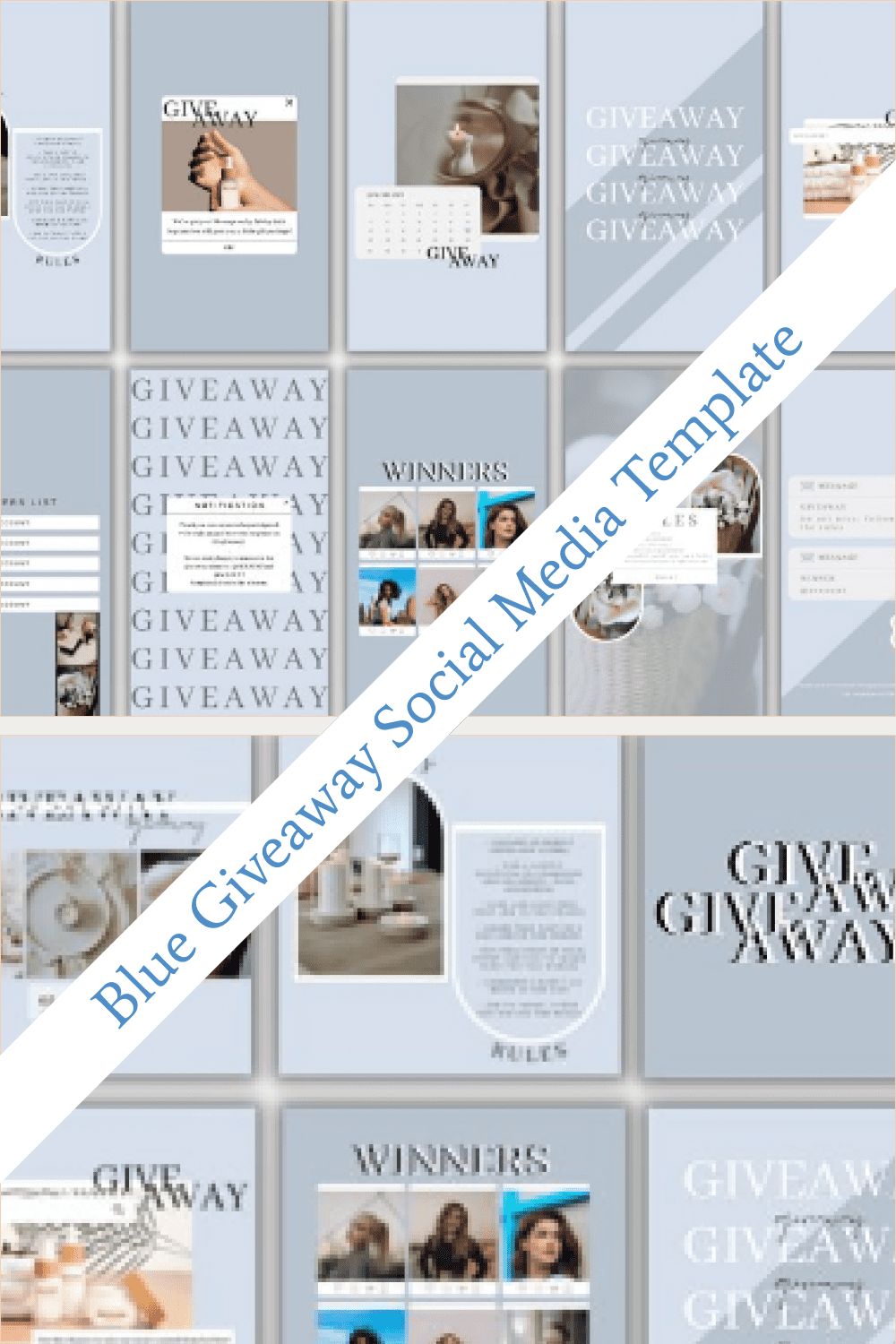 Blue Giveaway Social Media Template - Pinterest.