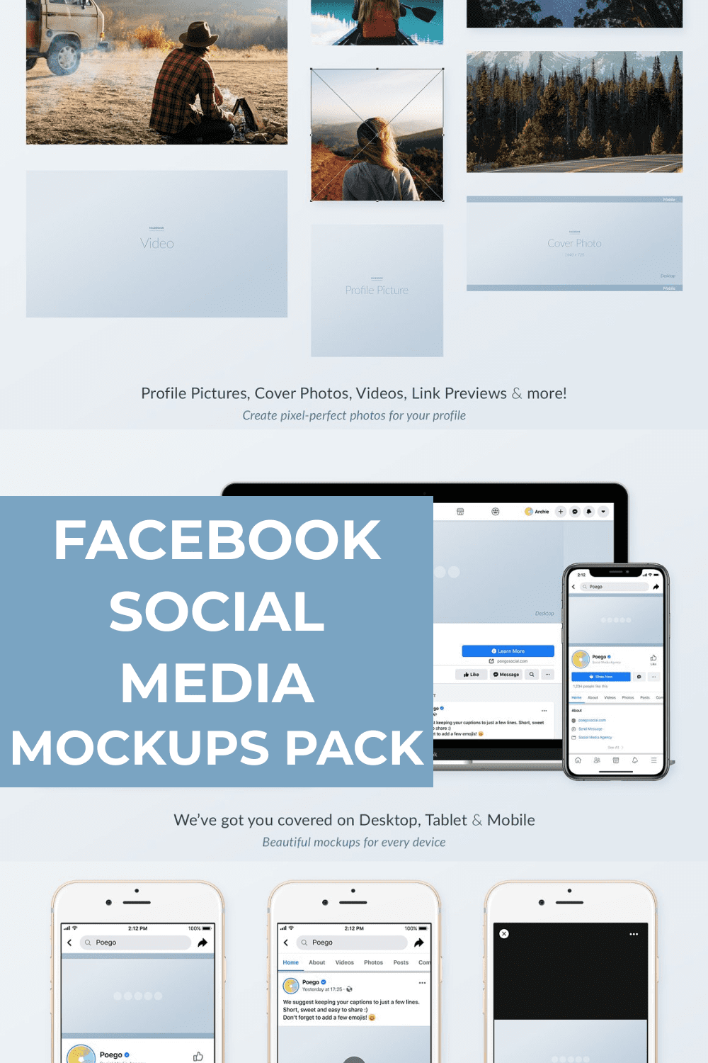 Facebook Social Media Mockups Pack - Pinterest.