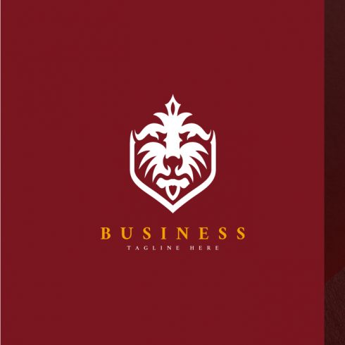 Lion Head Shield Logo Template cover image.