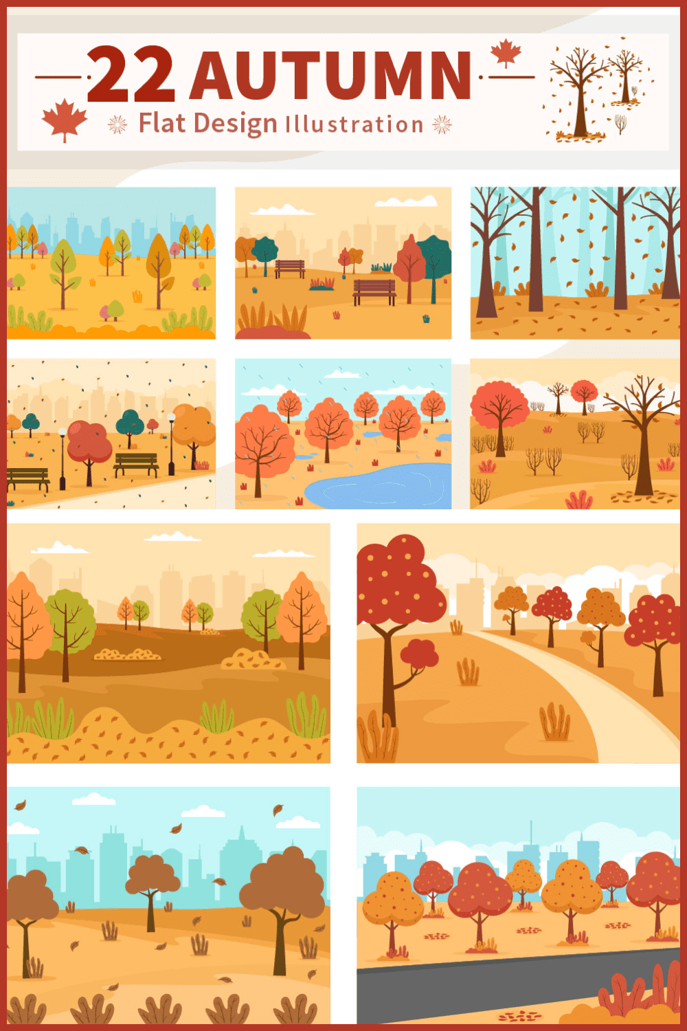 Autumn background landing page illustrations.