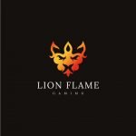 Lion Fire Mascot Logo Template Red& Orange.
